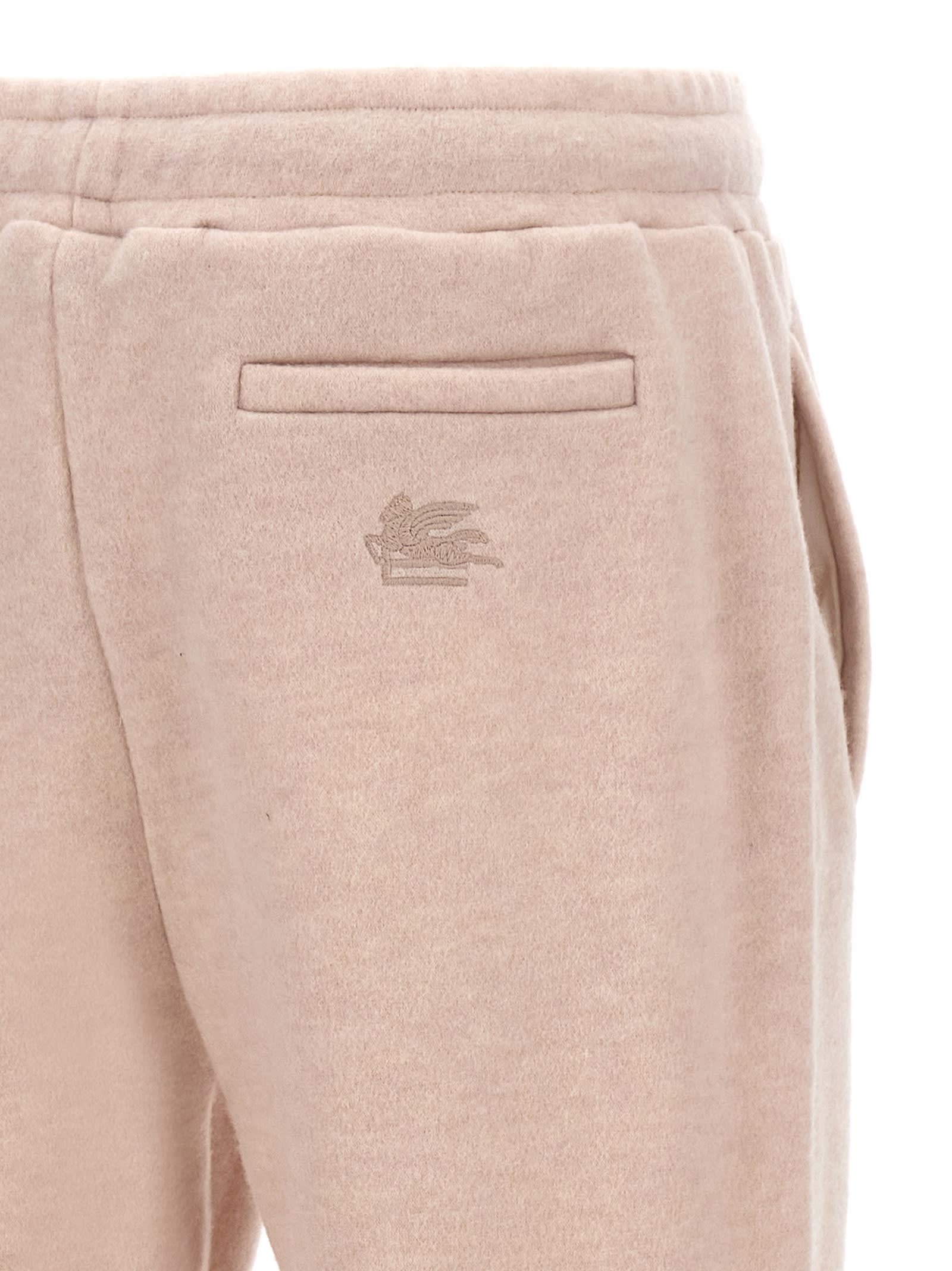 Shop Etro Wool Joggers In Beige