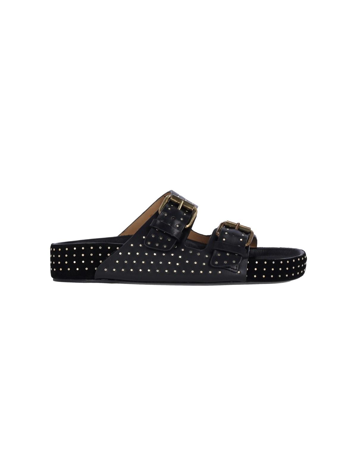 Shop Isabel Marant Studded Detail Sandals In Black