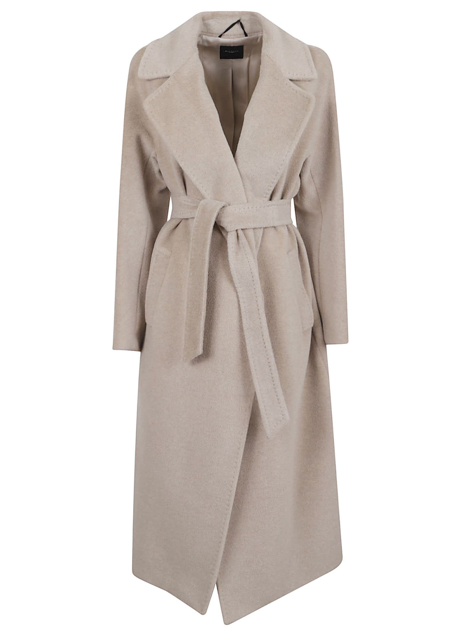 Weekend Max Mara Tempera Belt-fastening Coat In Gray