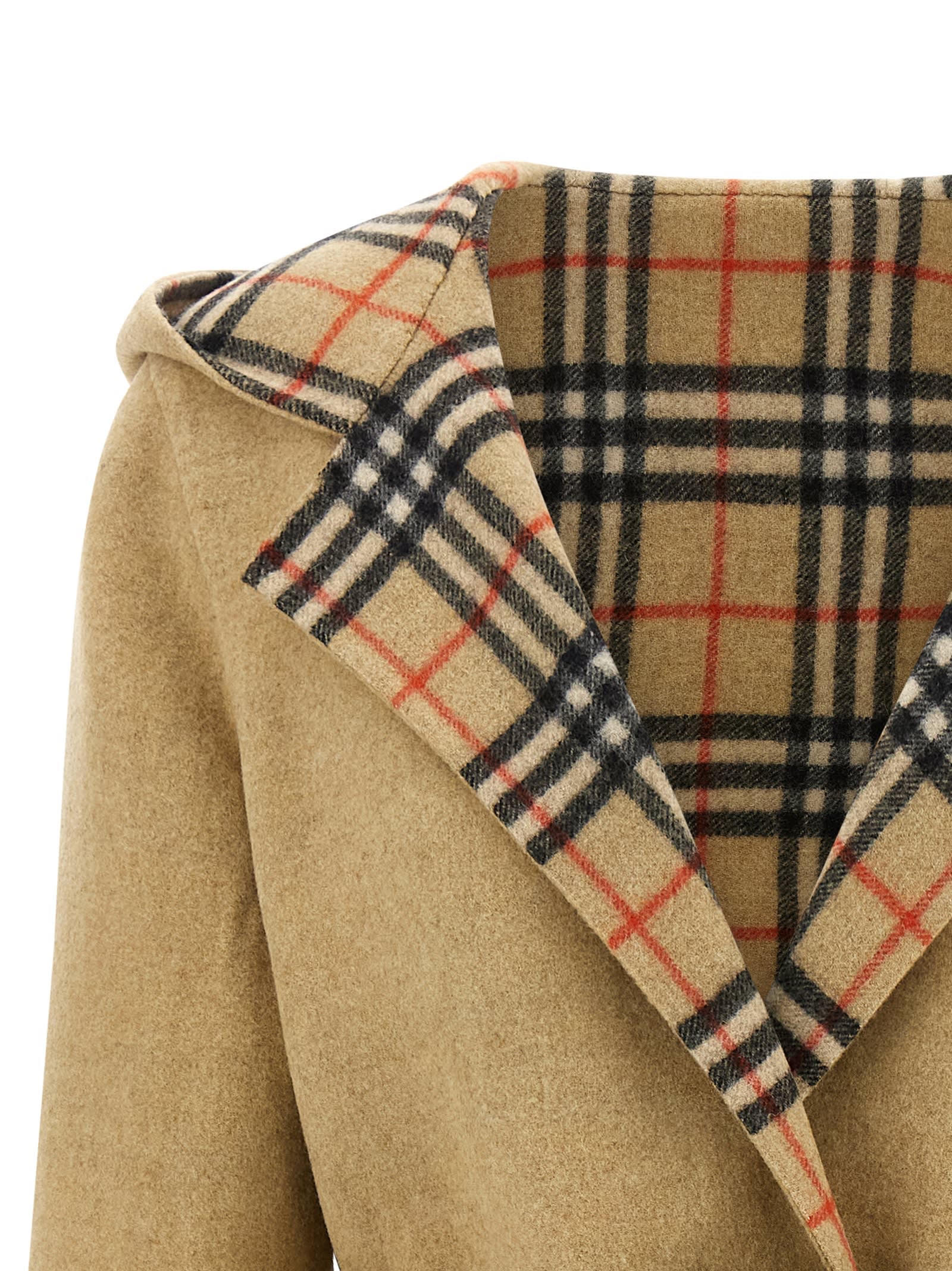 Burberry Beige Wool Reversible Coat In Nude