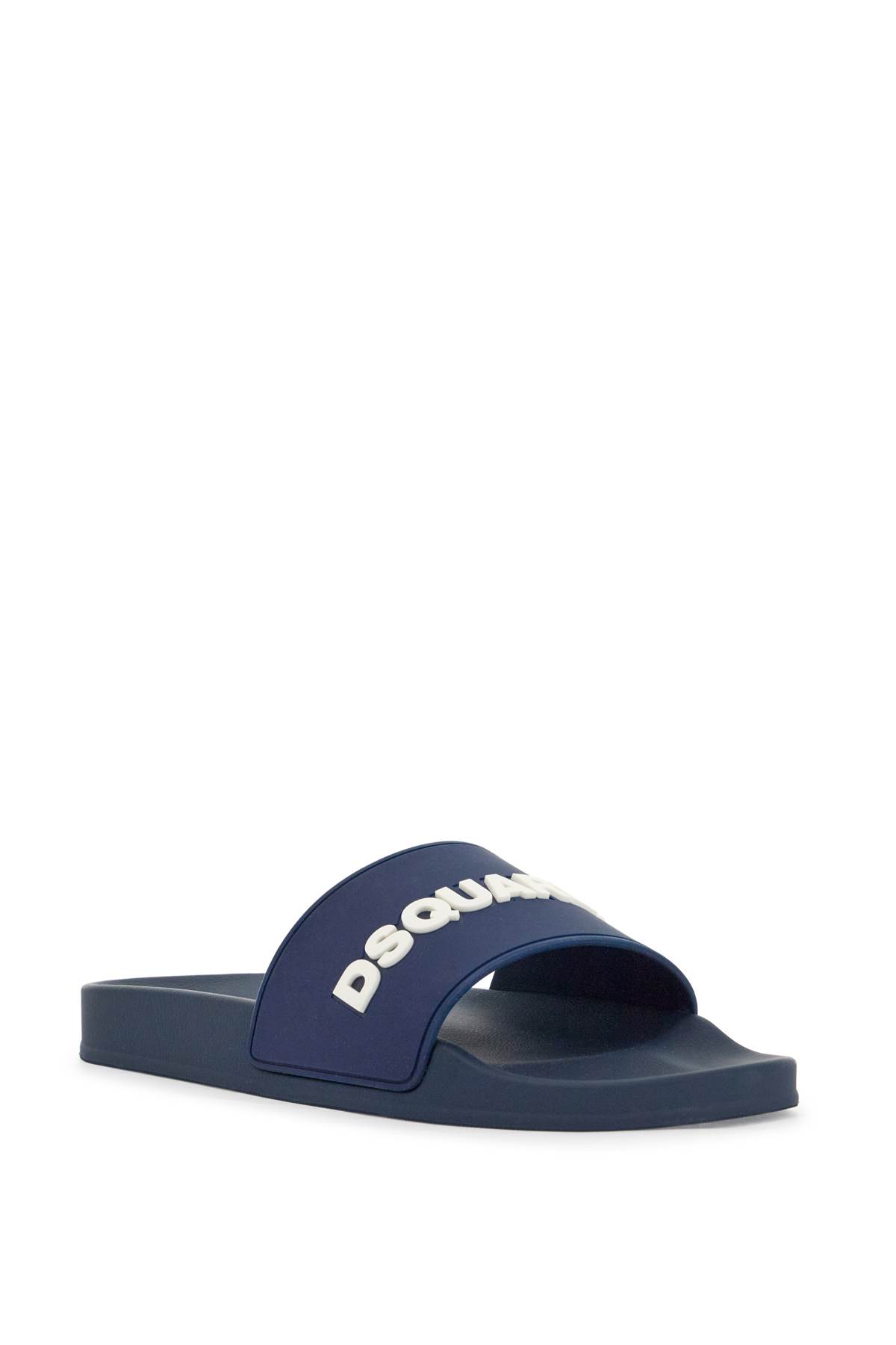 Dsquared2 Navy Blue Polyurethane Slippers With Minimalist Design And Leather Sole Men In Blu Notte (blue)