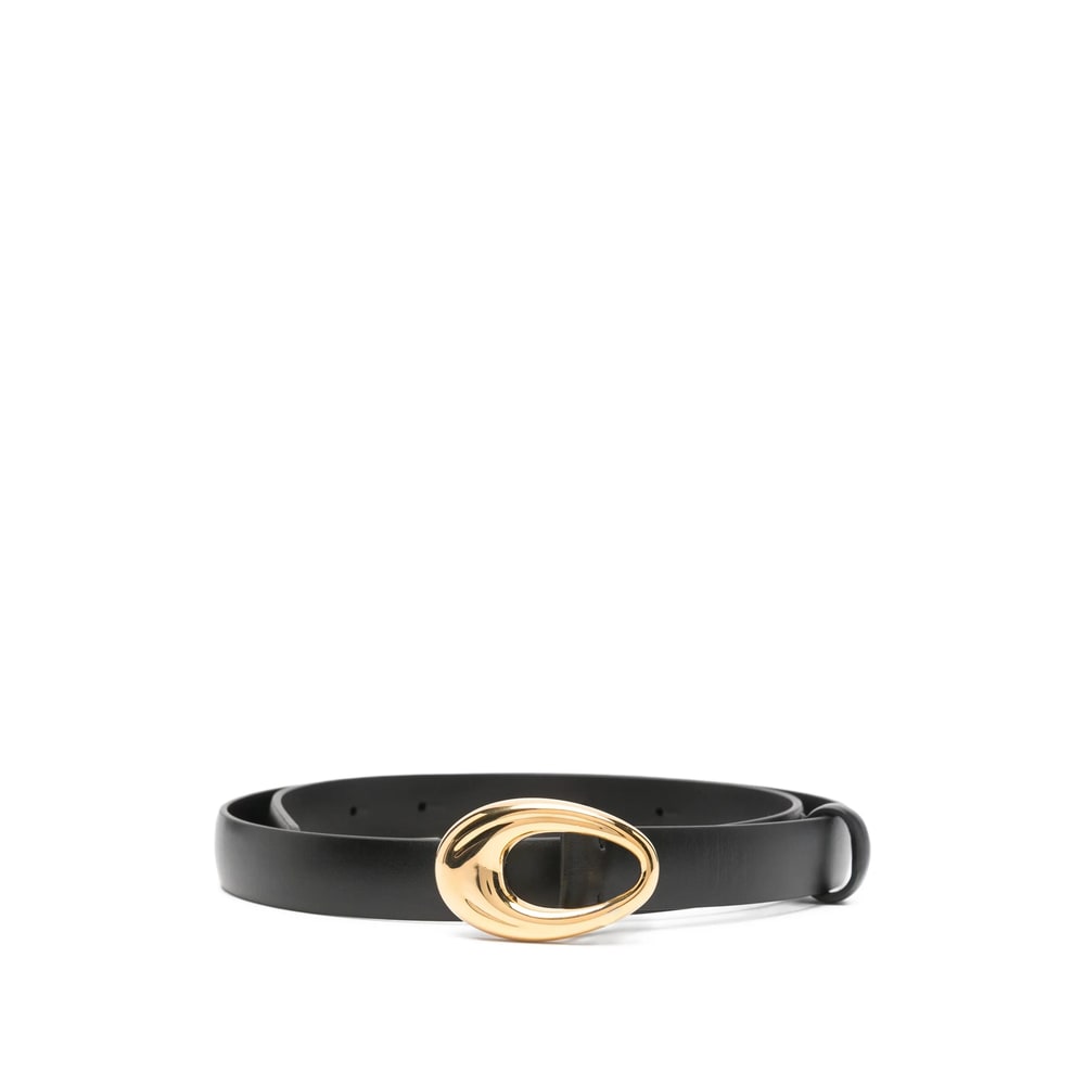 Khaite Oval-buckle Leather Belt In Black
