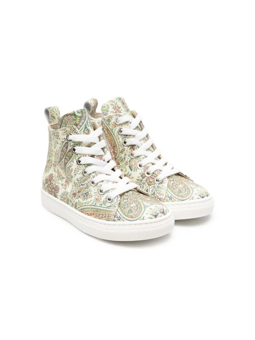 Shop Etro High Sneakers With Multicolored Paisley Motif In Multicolour
