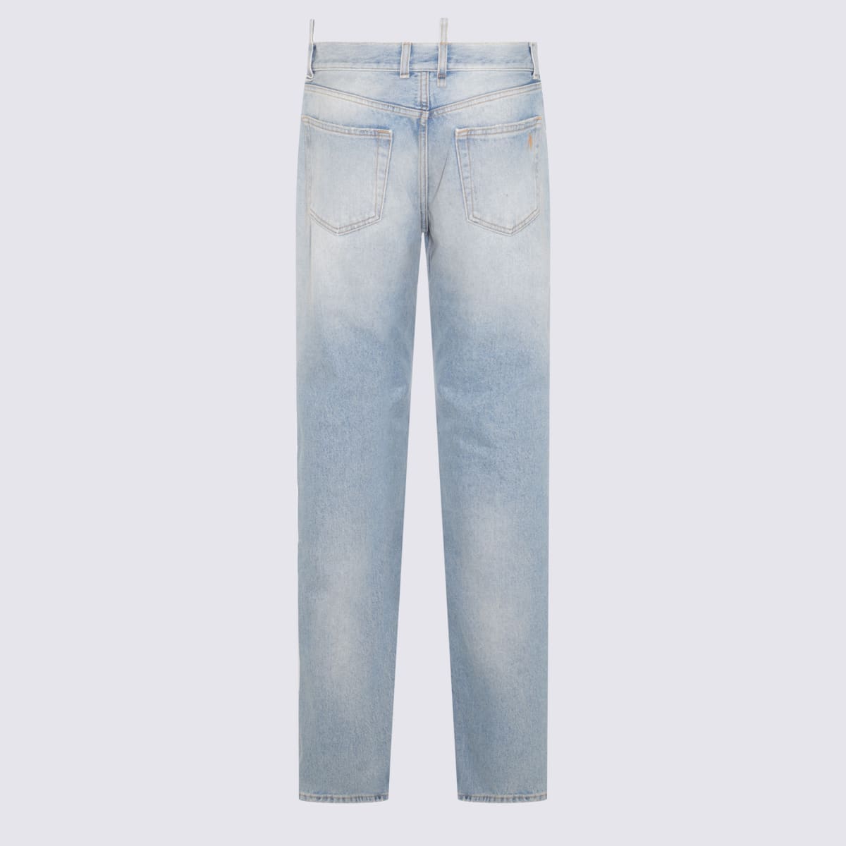Shop Attico Sky Blue Cotton Denim Jeans