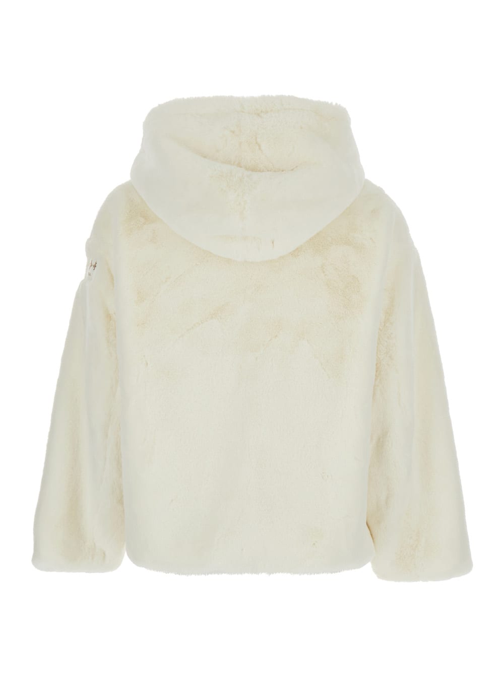 Tatras Yumola White Jacket With Drawstring Hood And Logo Patch On The Sleeve In Ecofur Woman In White