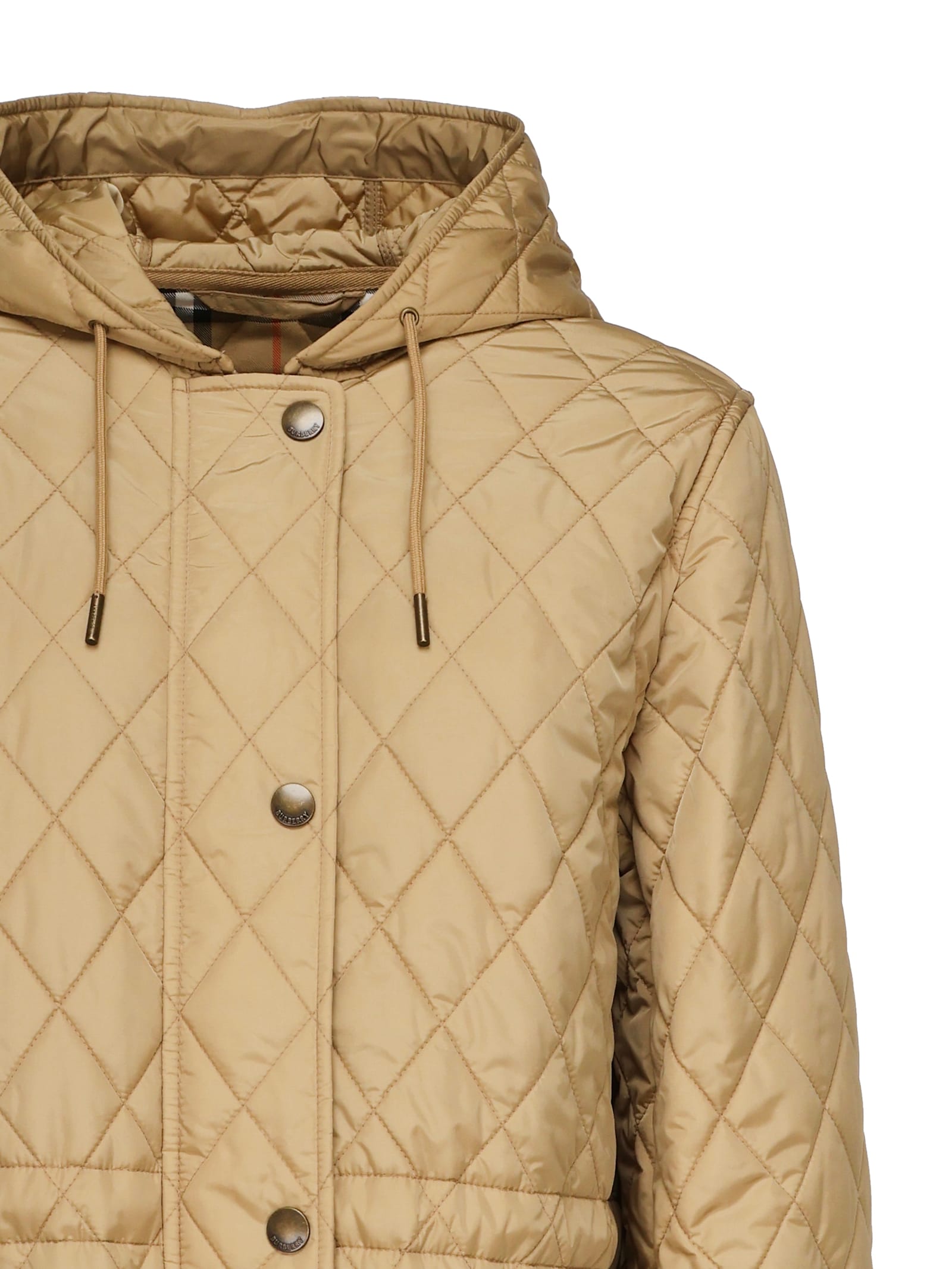Burberry Quilted Corduroy-trim Parka In Neutral