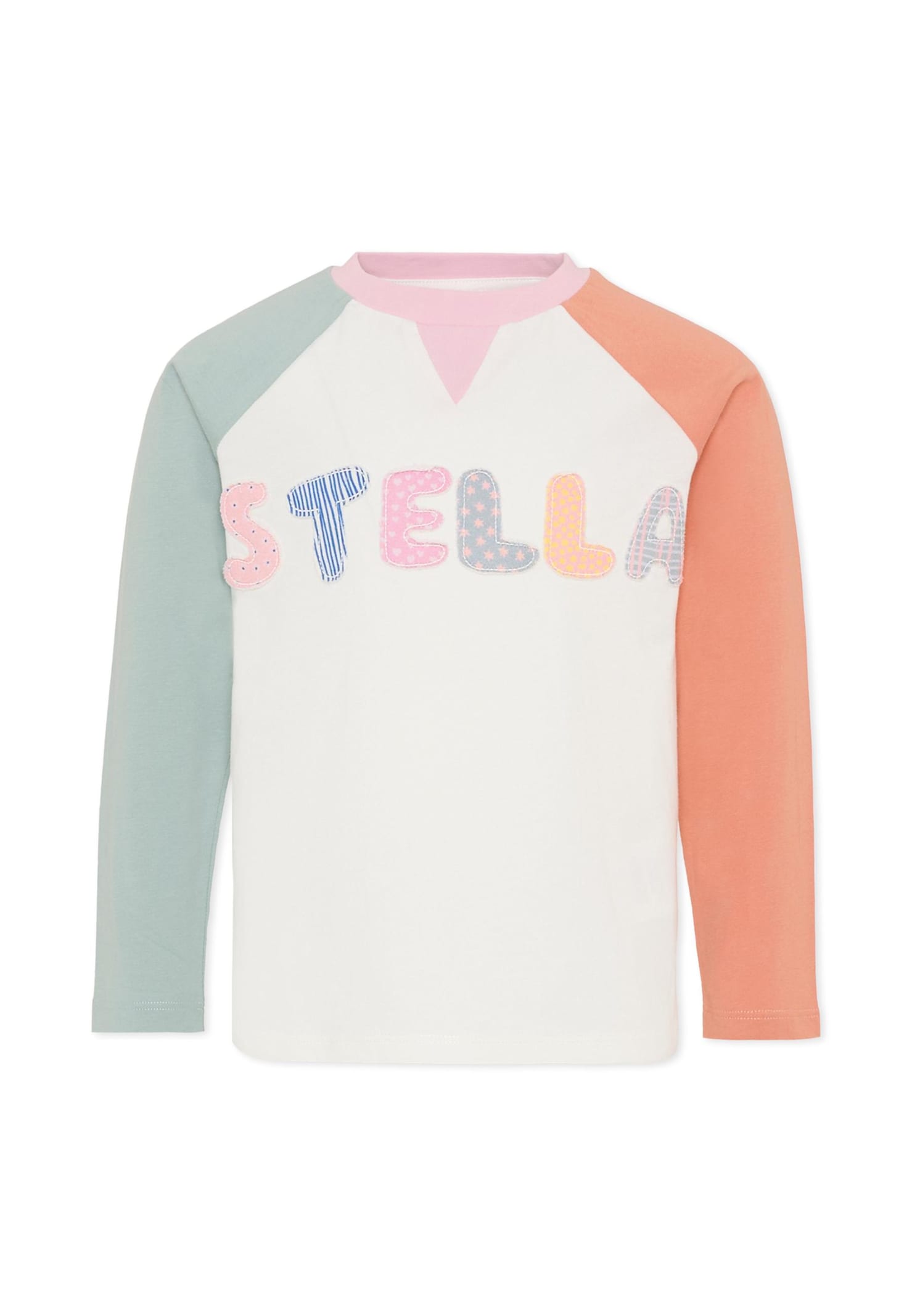 Stella Mccartney Color-block T-shirt With Logo For Girl In Multi