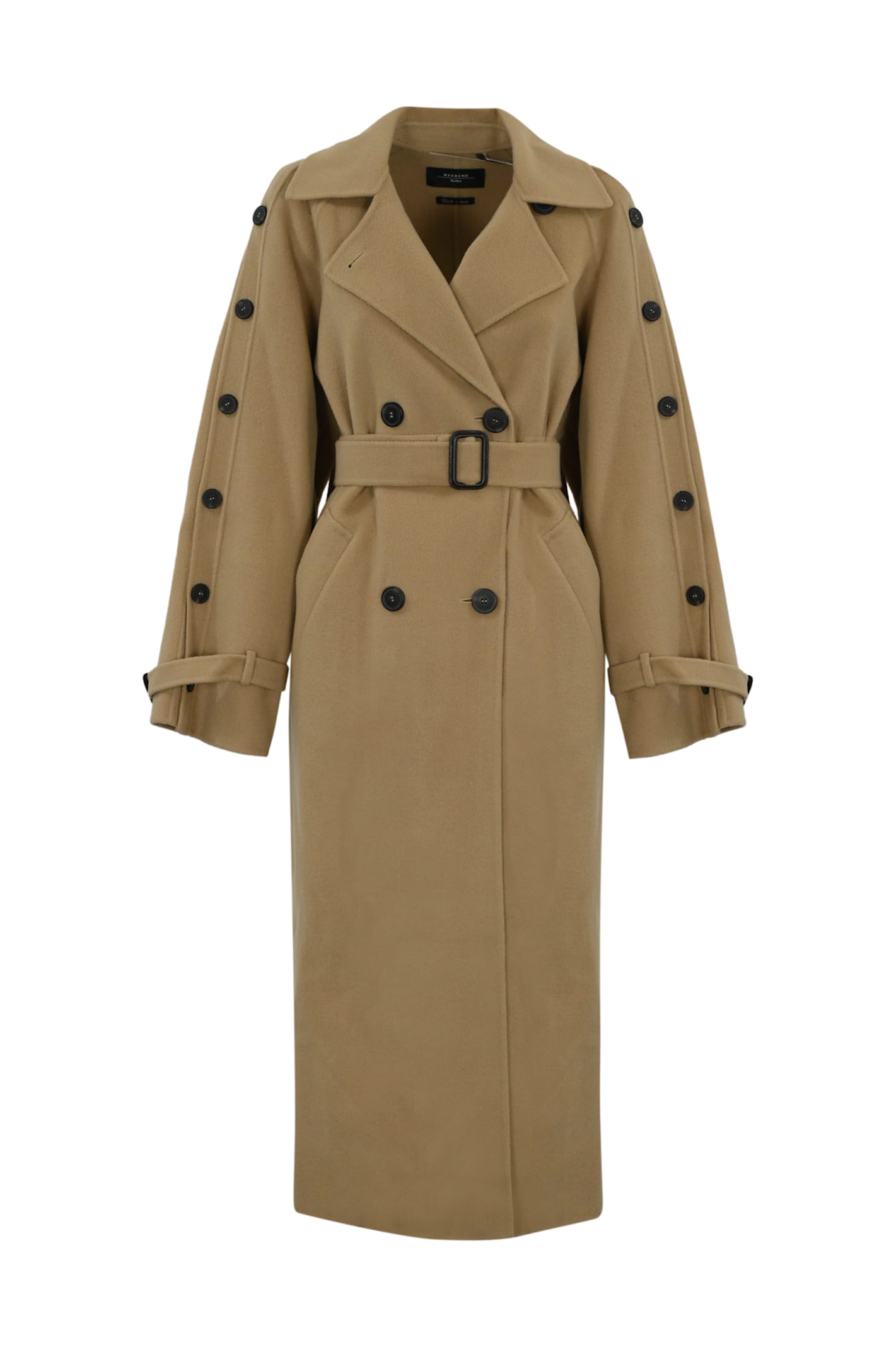 Shop Weekend Max Mara Natale Trench Coat In Wool In Beige