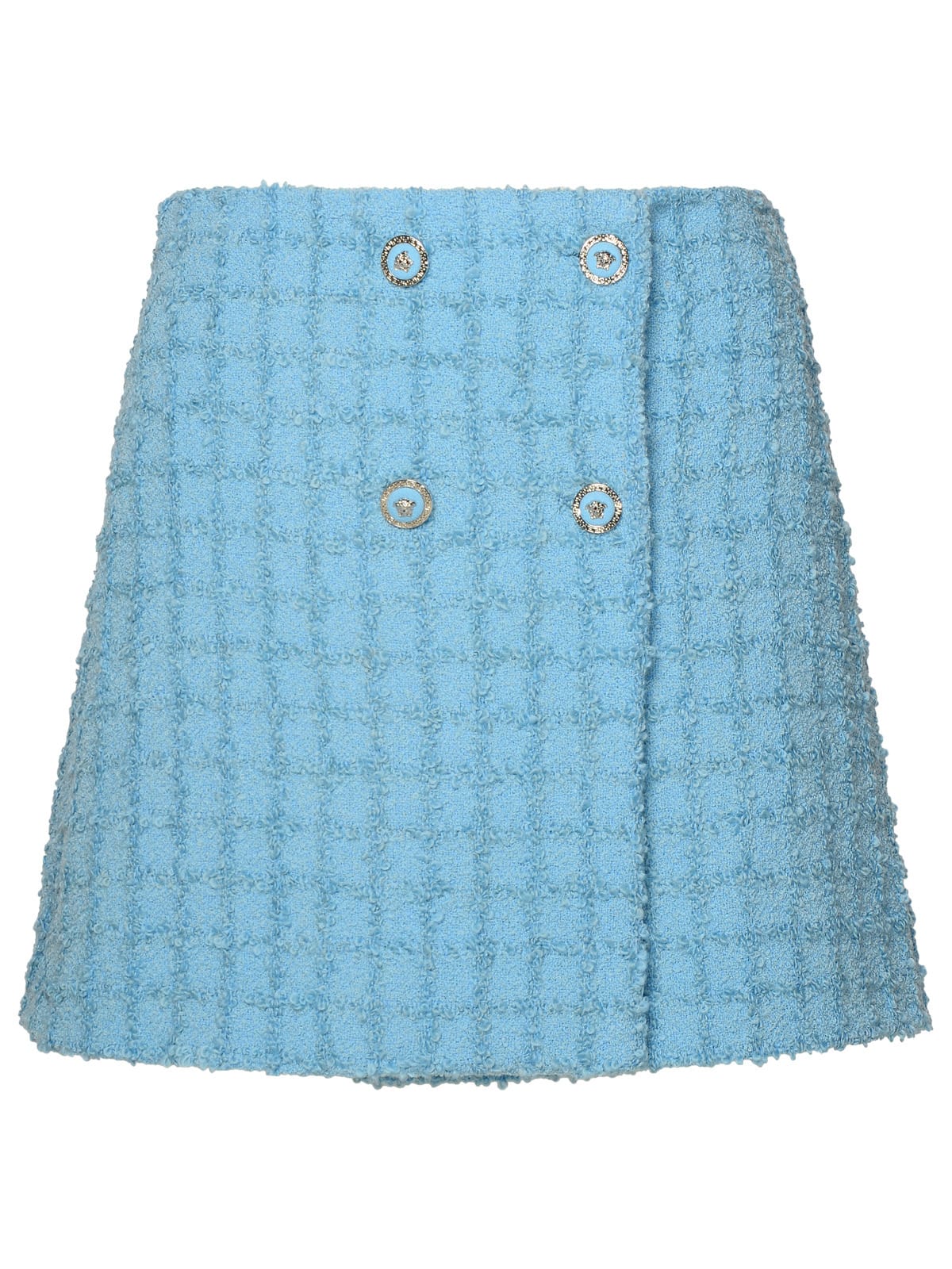 Shop Versace Skirt In Light Blue Virgin Wool Blend In Clear Blue