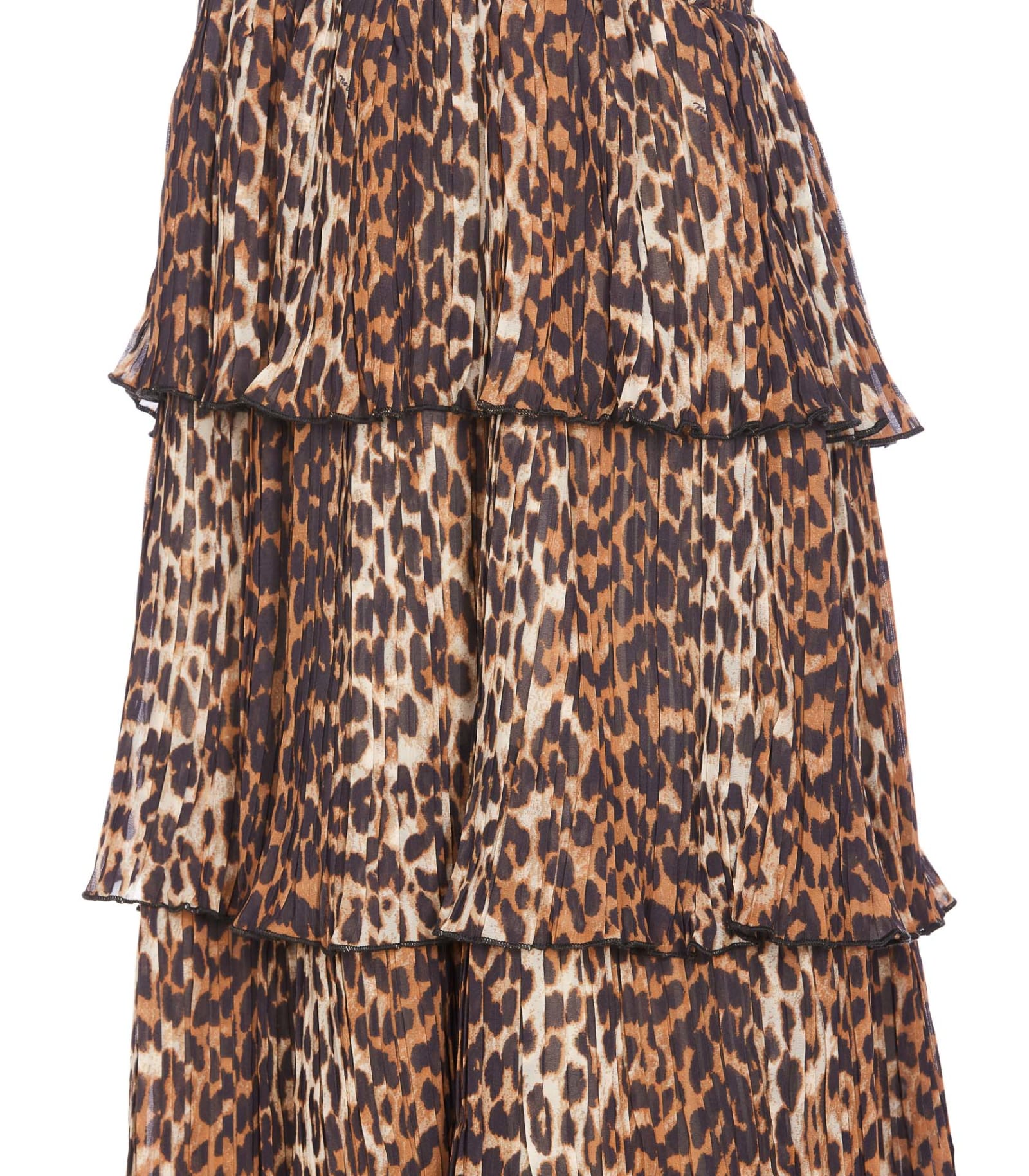 Shop Ganni Leopard Print Midi Dress In Brown