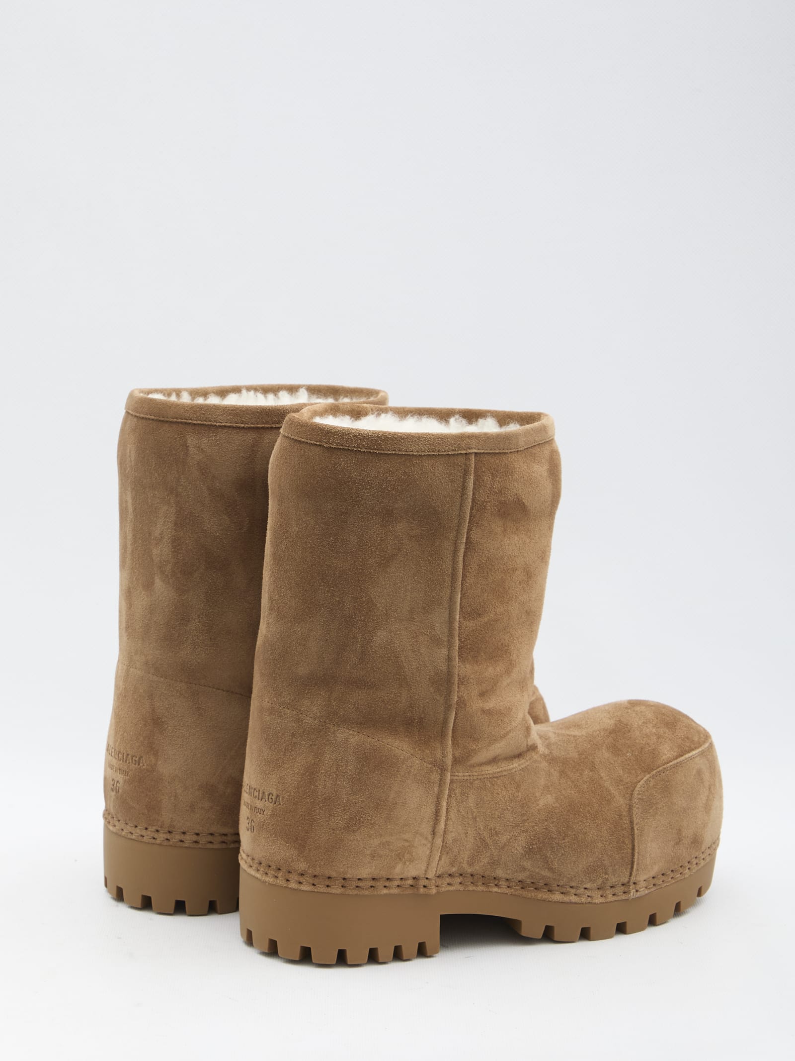 Shop Balenciaga Alaska Fur Low Boots In Brown