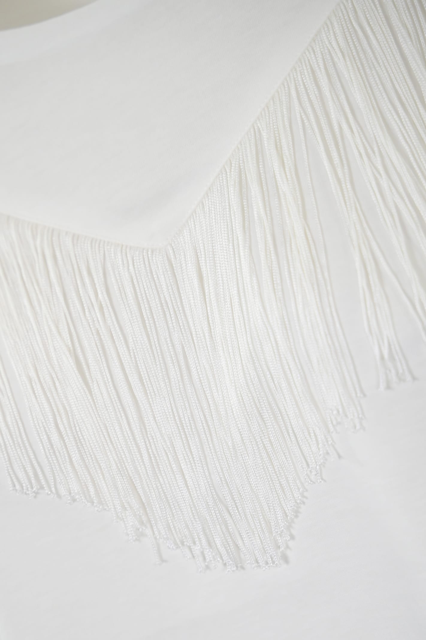 Shop Pinko T-shirt With Fringes In Bianco