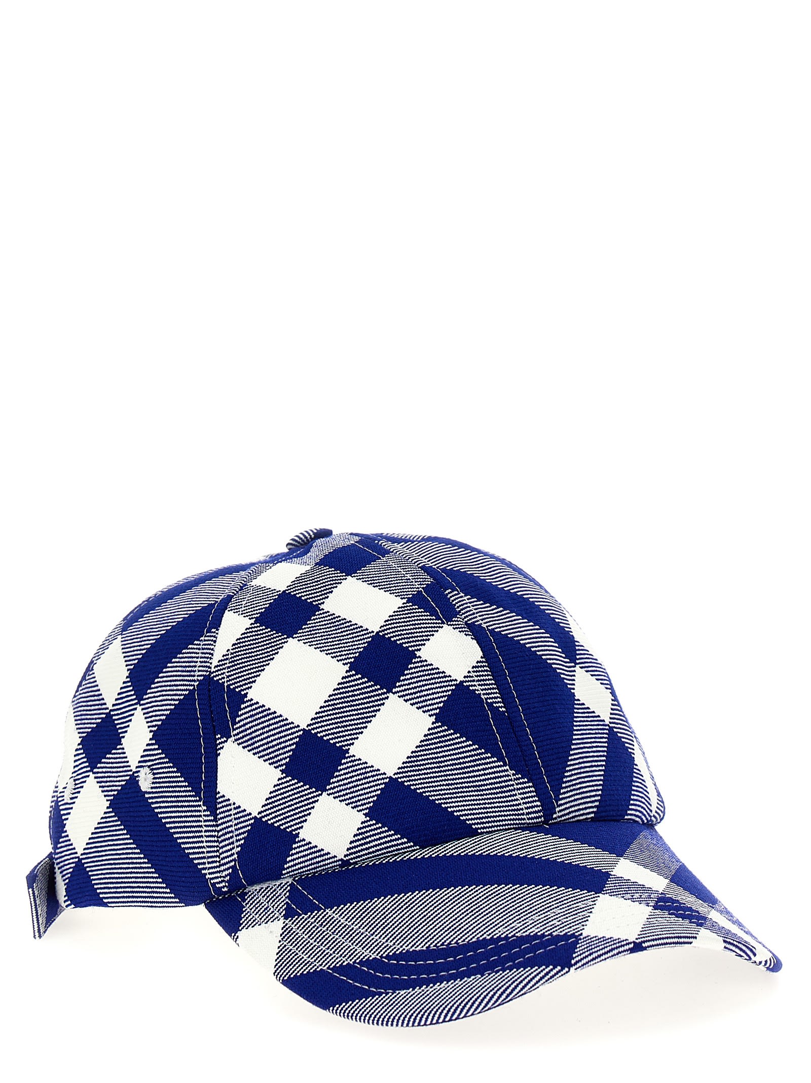 Shop Burberry Check Cap In Blue