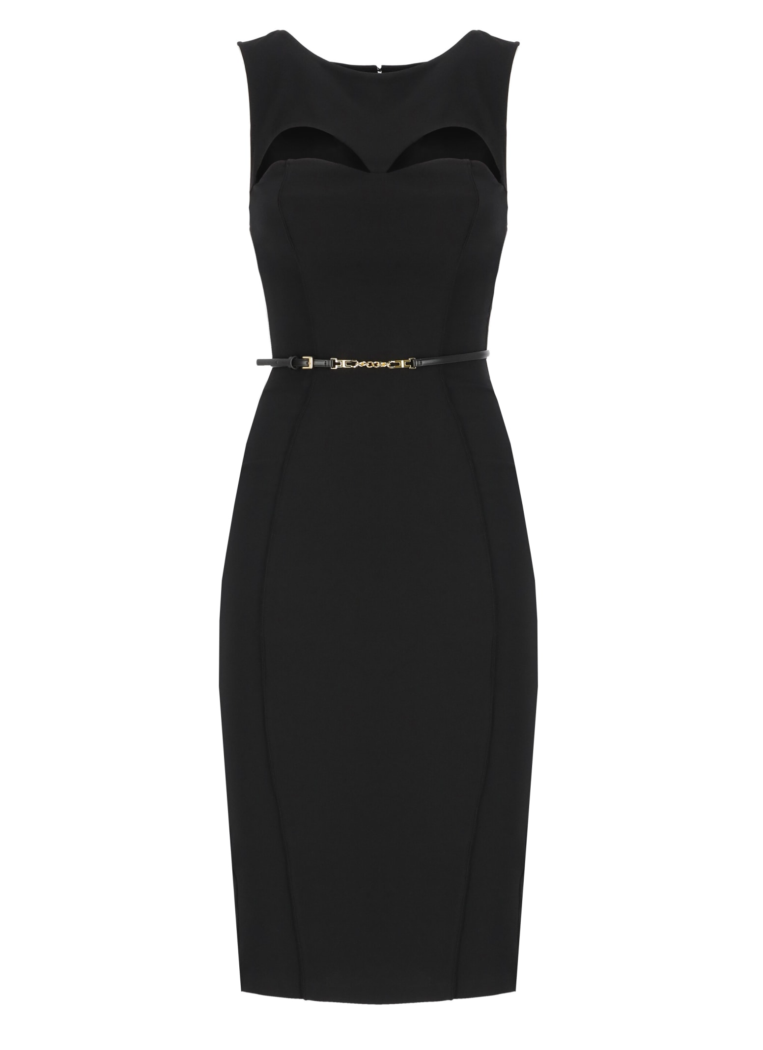 Shop Elisabetta Franchi Dress With Cut Out Detail In Black