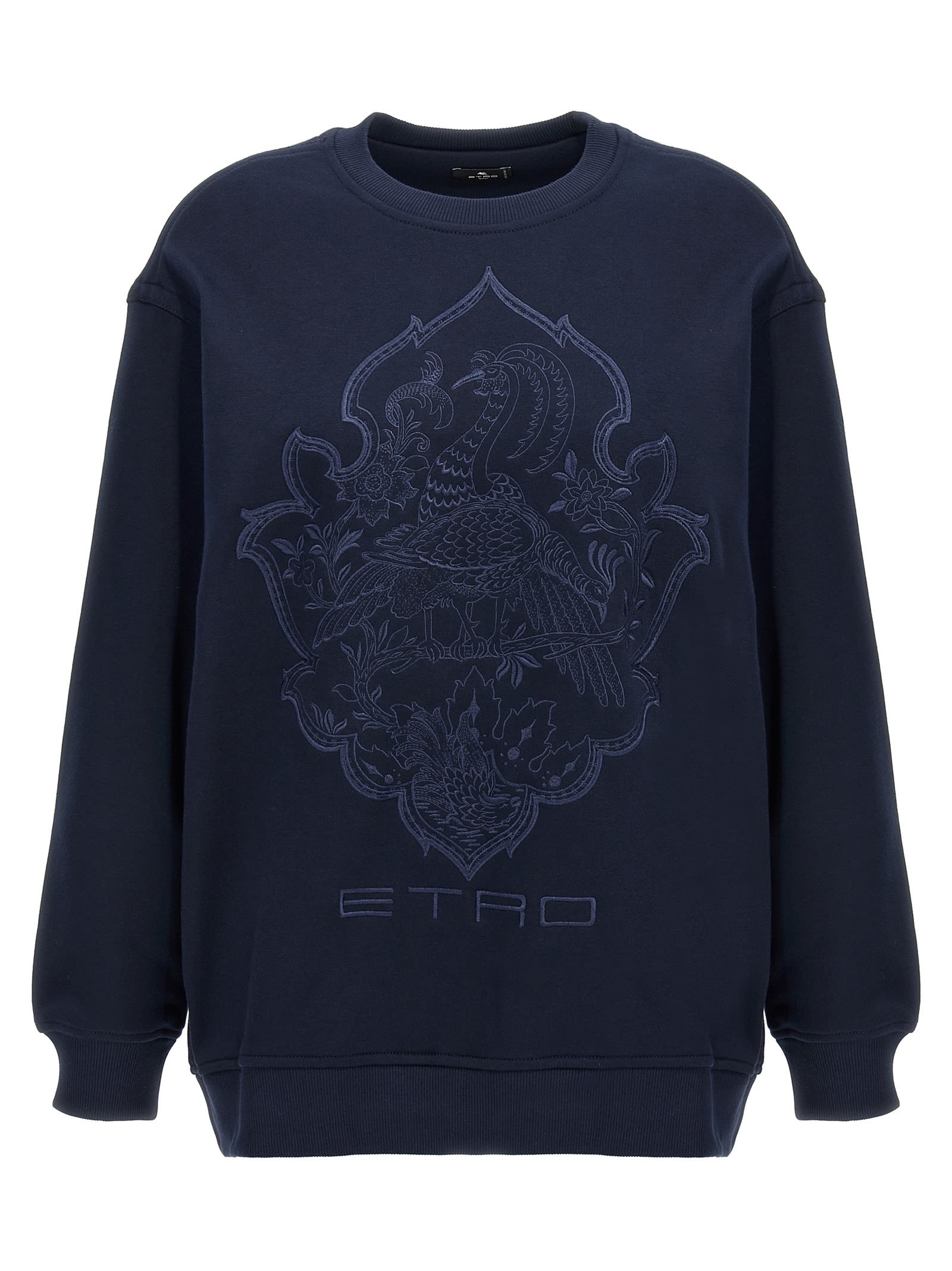 Shop Etro Floral Embroidery Sweatshirt In Blue