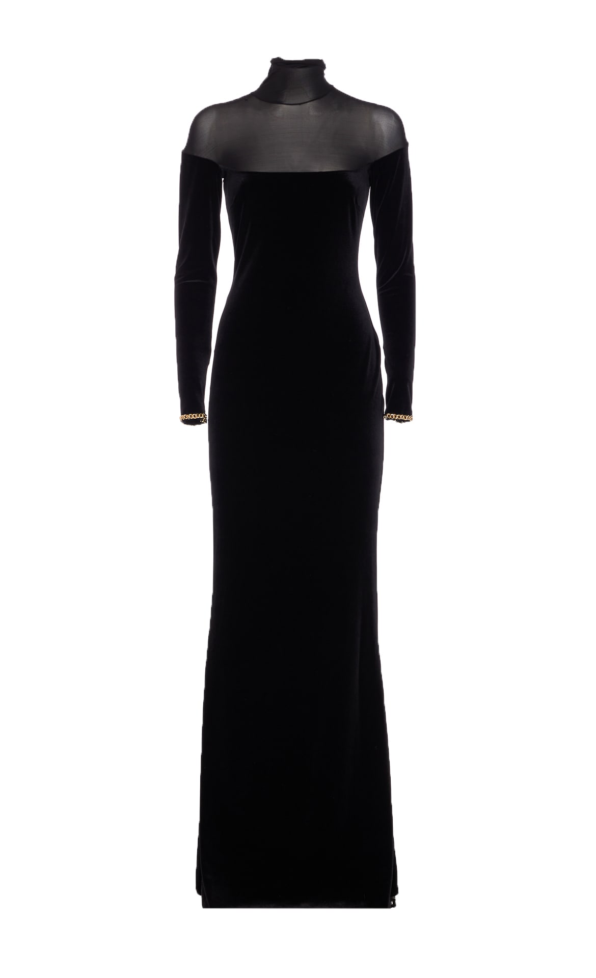 Elisabetta Franchi Red Carpet Dress In Velvet And Jersey Fabrics In Black