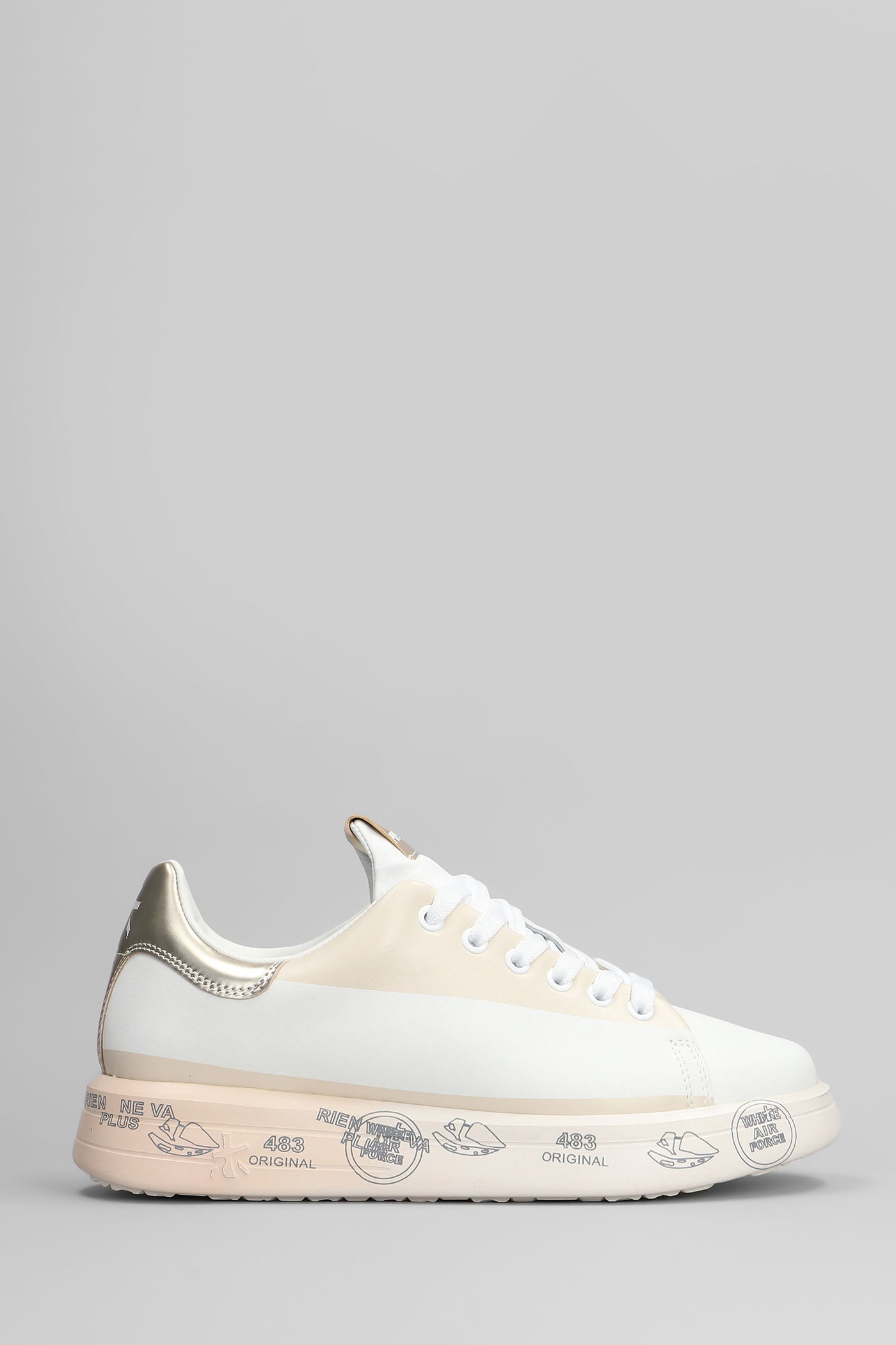 Premiata Belle Sneakers In White Leather In White