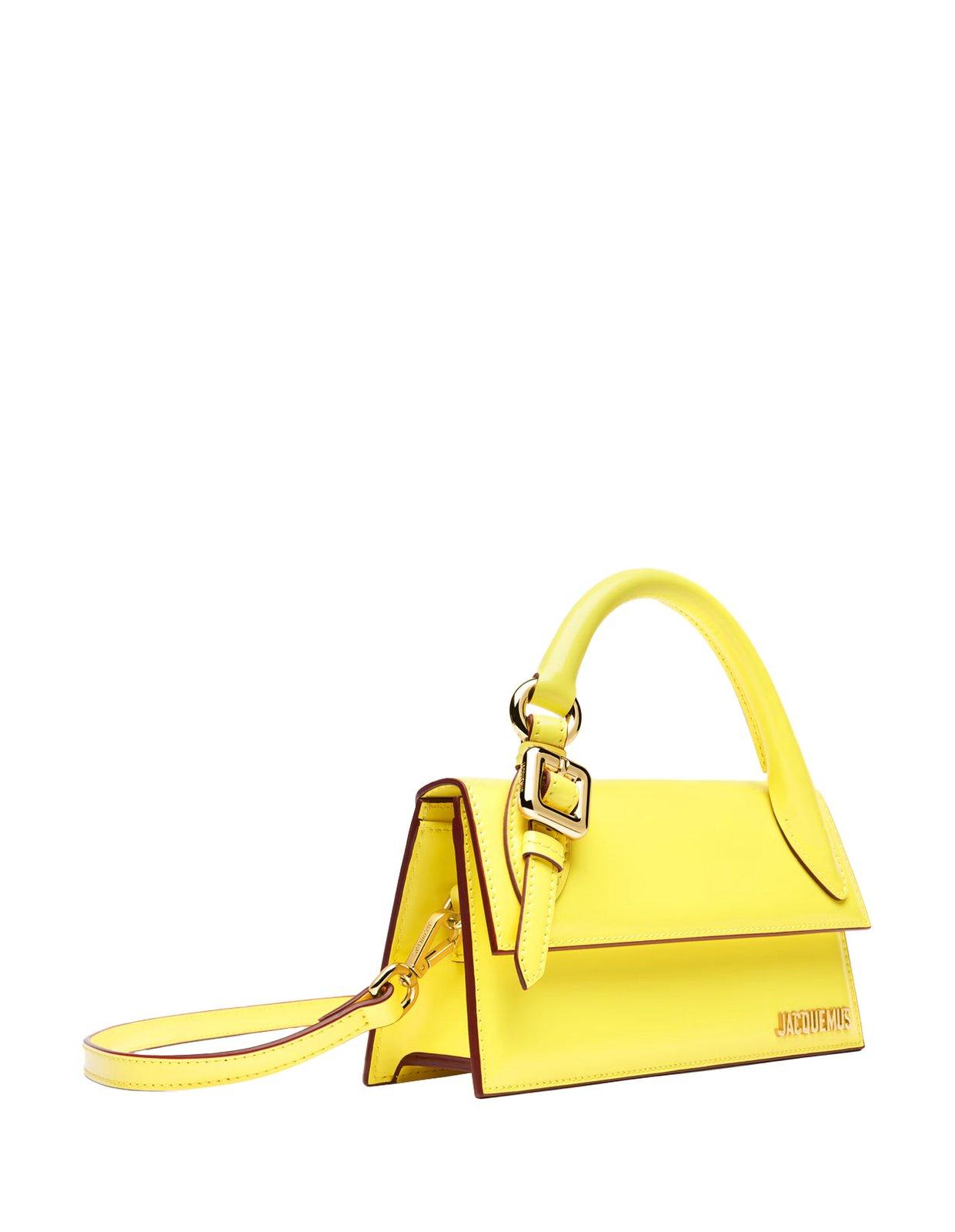 Shop Jacquemus Long Signature Buckled Handbag In Yellow