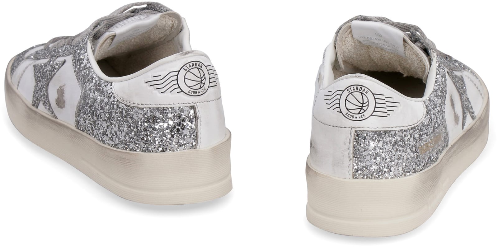 Shop Golden Goose Stardan Leather Sneakers In Bianco