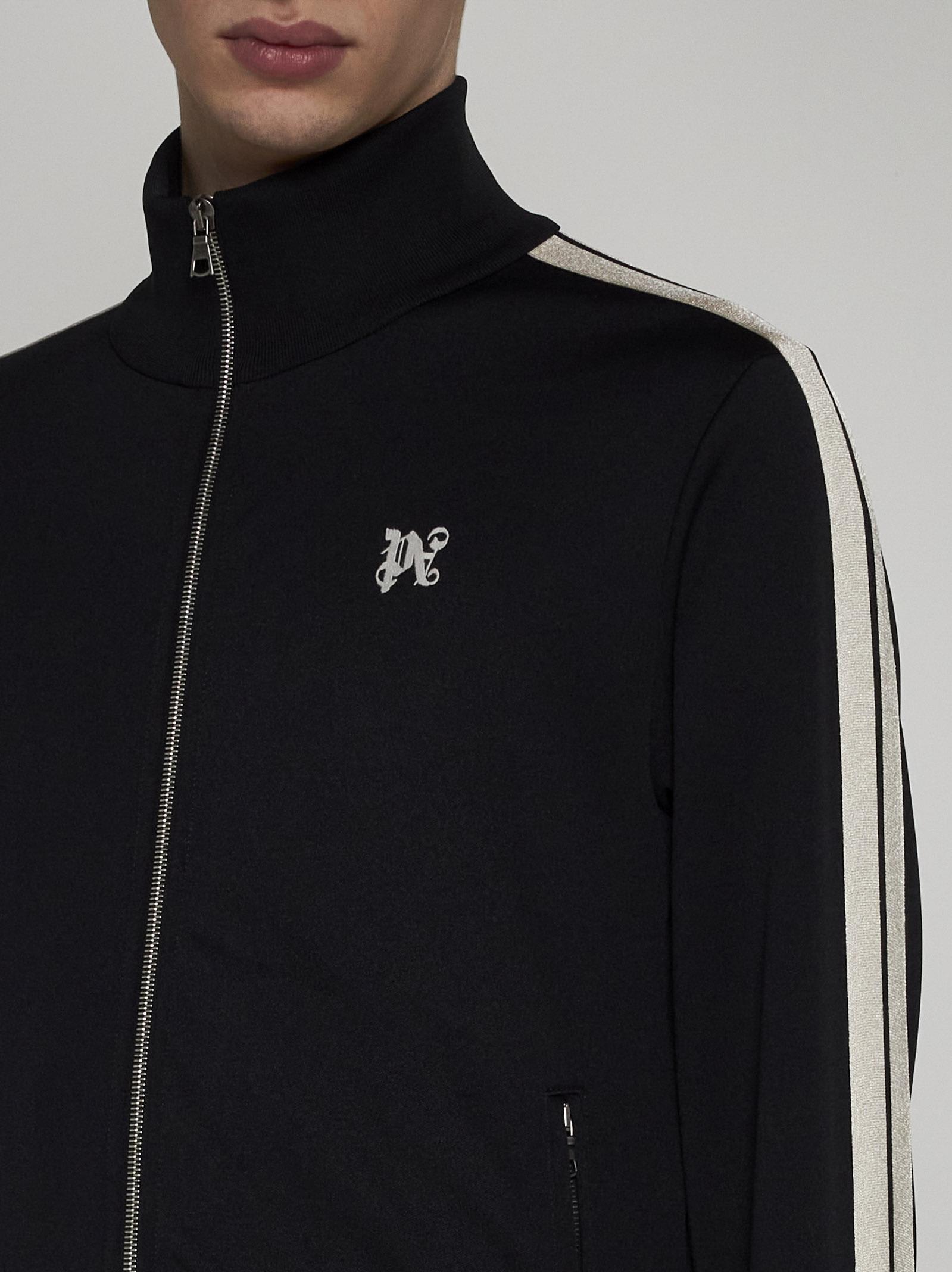 Shop Palm Angels Monogram Jersey Track Jacket In Black/white