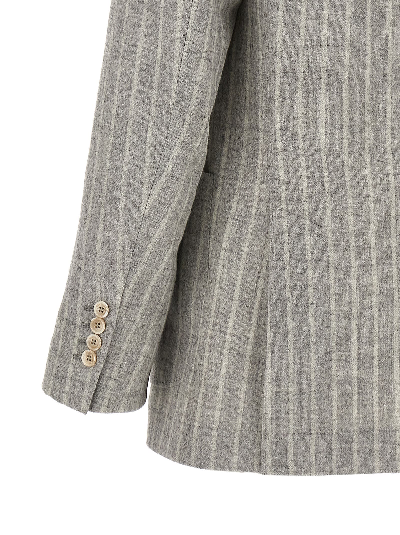 Shop Brunello Cucinelli Pinstripe Blazer In Gray