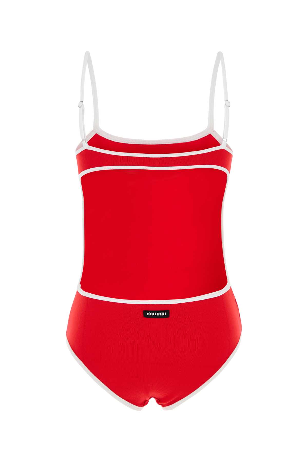 Miu Miu Cut-out One-piece Swimsuit In Rossobianco