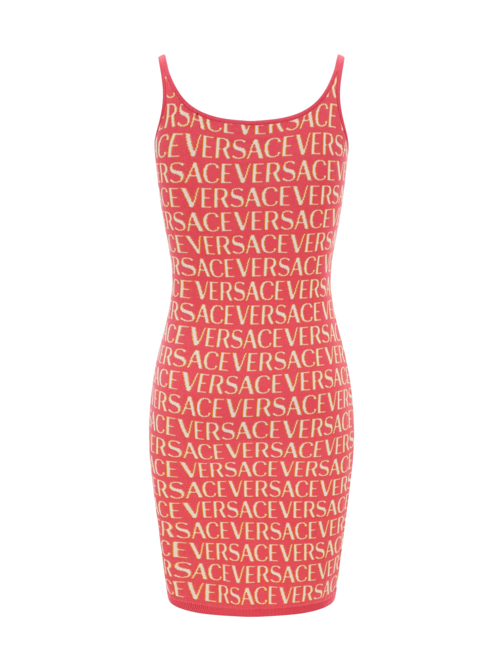 Shop Versace Midi Dress In Fucsia