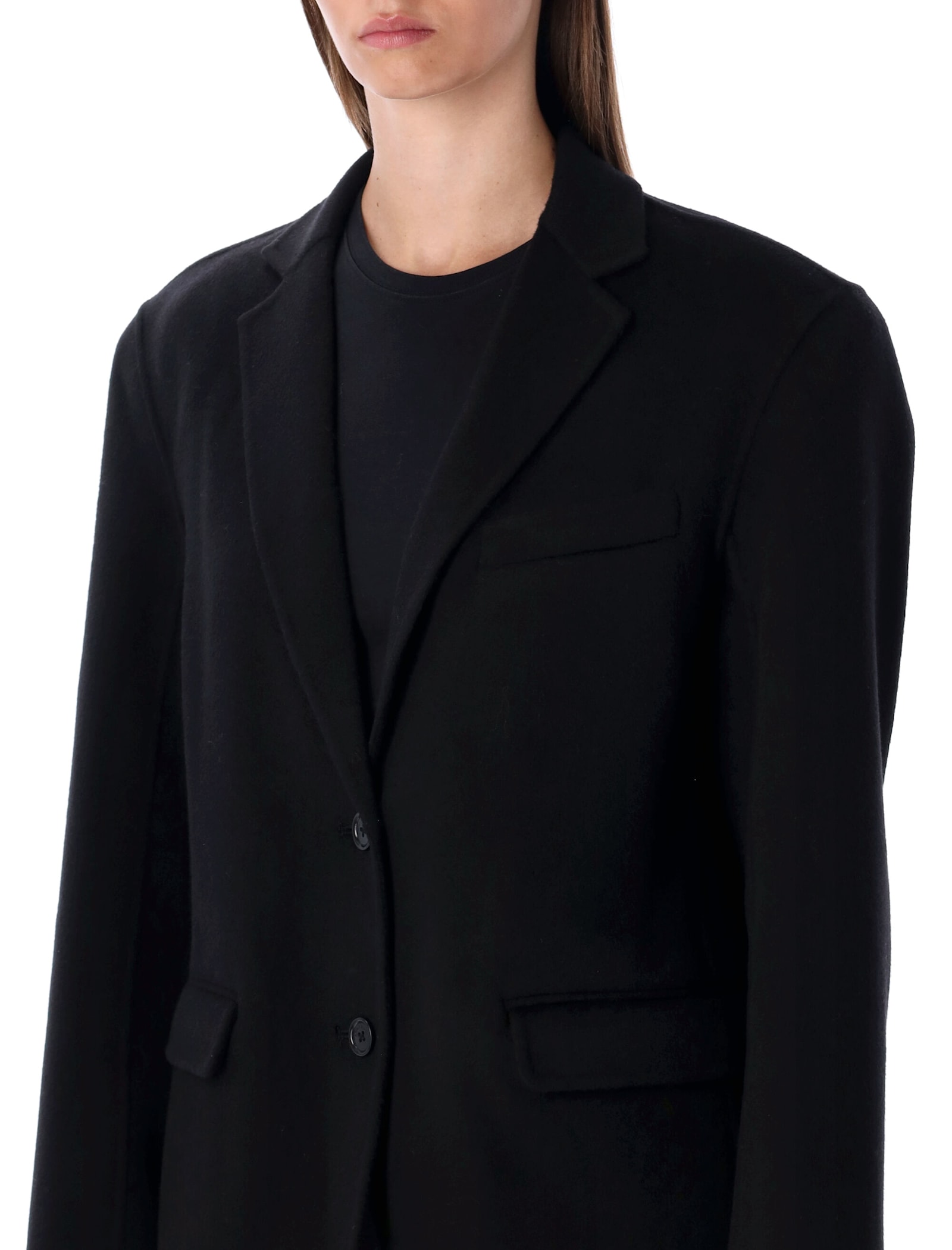 Anine Bing Quinn Oversized Black Wool Cashmere Blazer In Multi