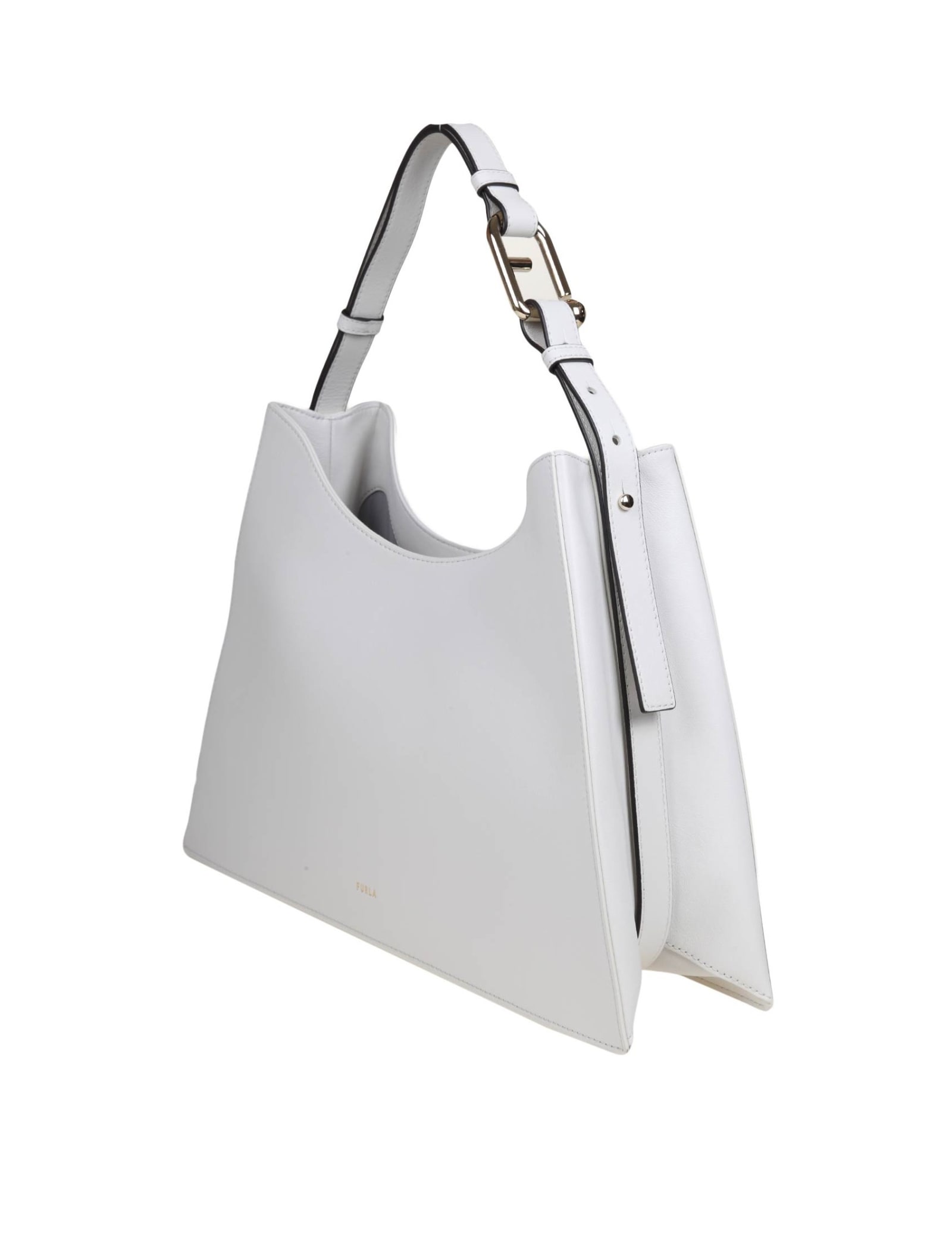 Shop Furla Nuvola Shoulder Bag In Marshmallow Color Leather