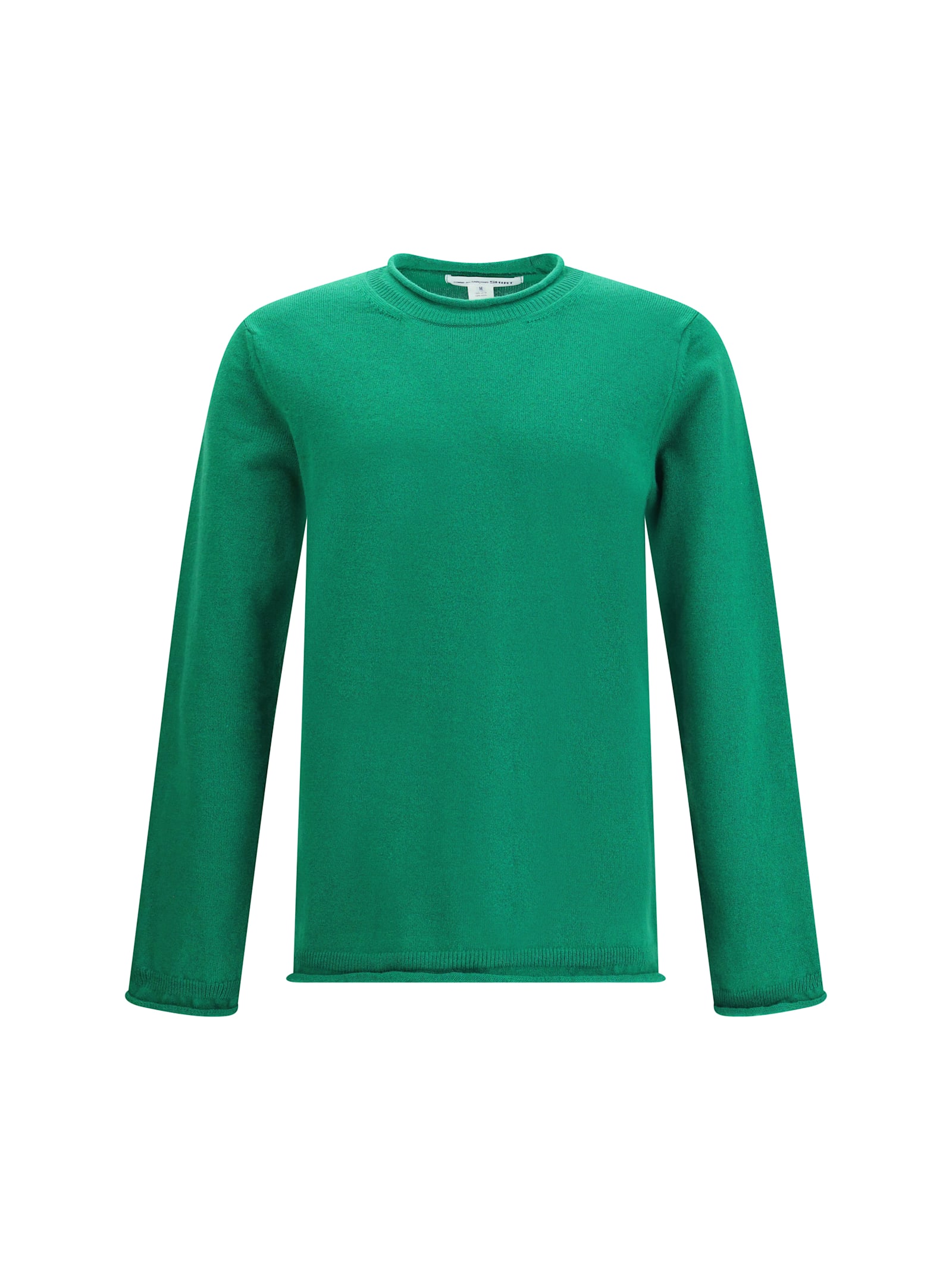 Comme Des Garçons Shirt Round Neckline Sweater In Wool In Green