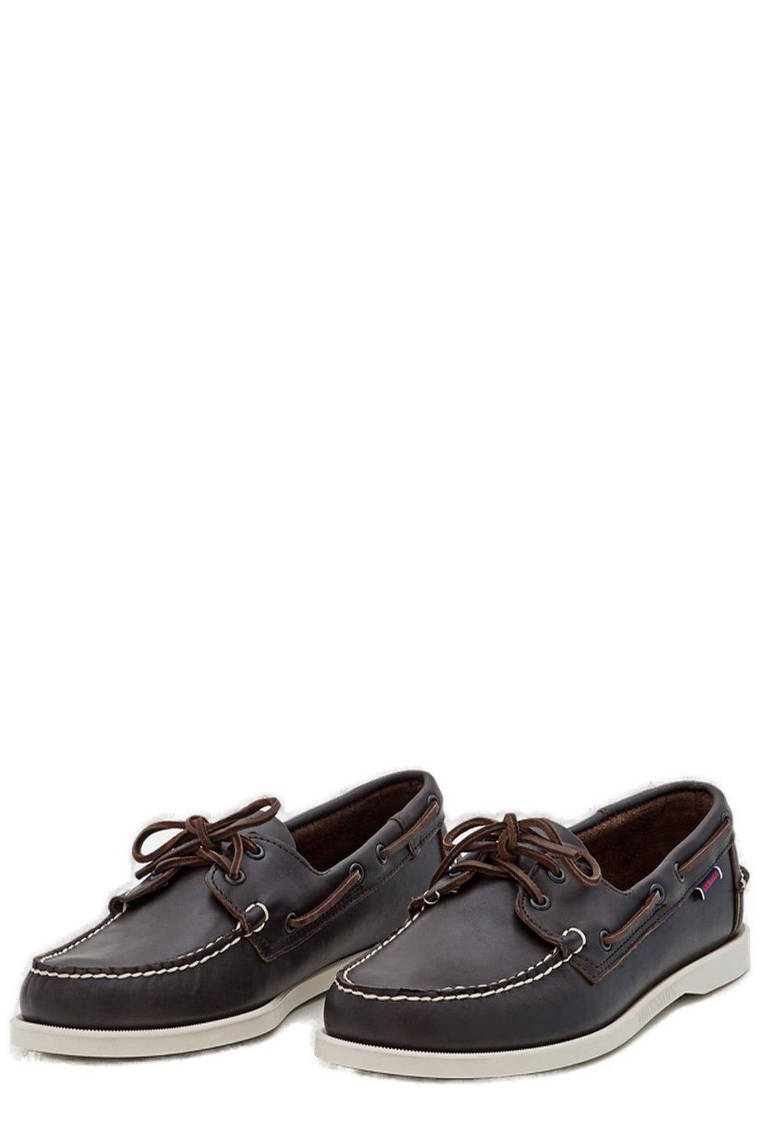 Shop Sebago Laced Round-toe Loafers In Dark Brown