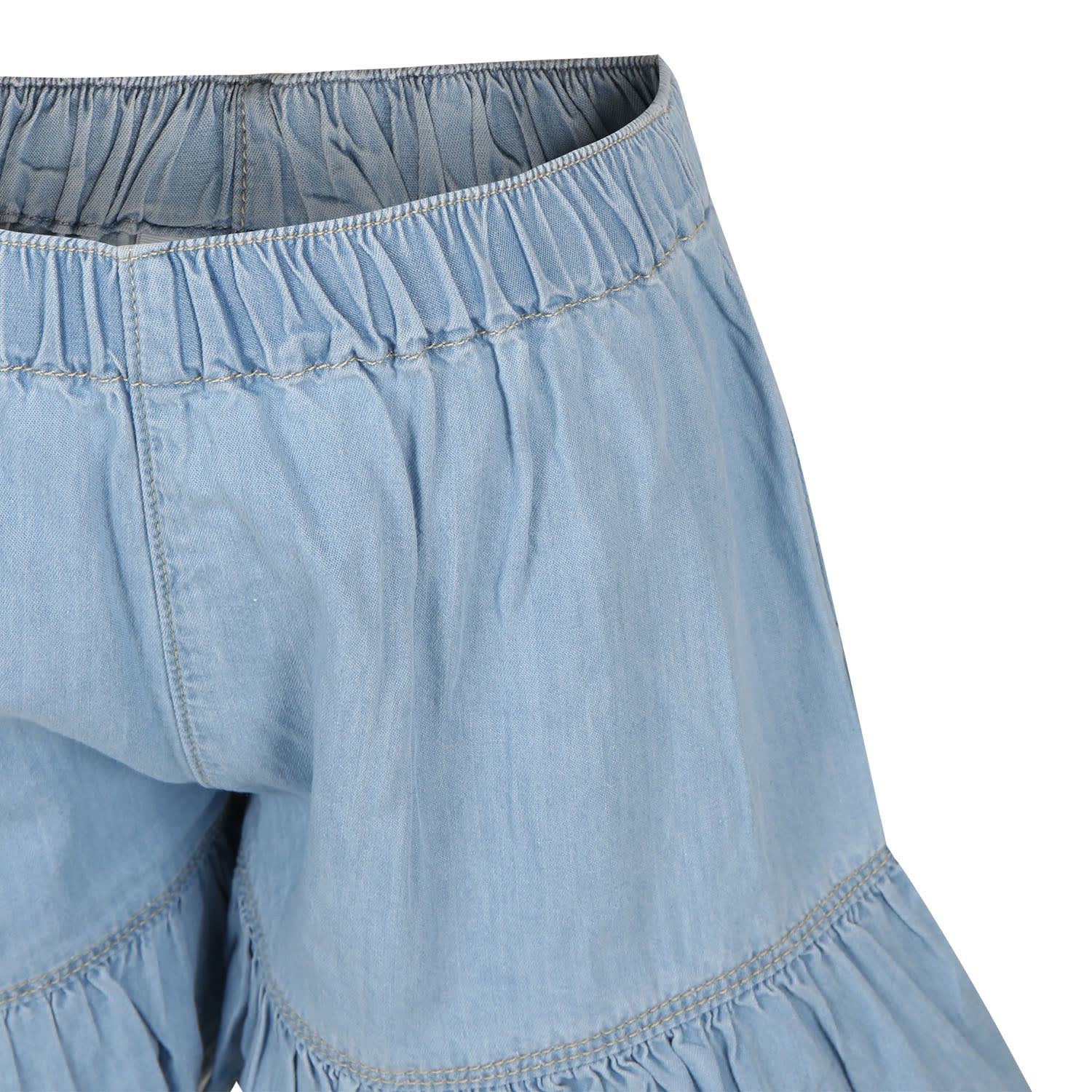 Shop Molo Blue Shorts For Girl In Denim