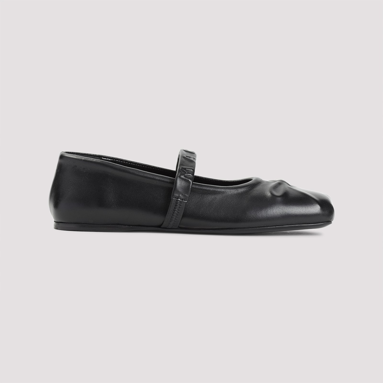 Marni Ruched Ovine Leather Black Sandals In Black