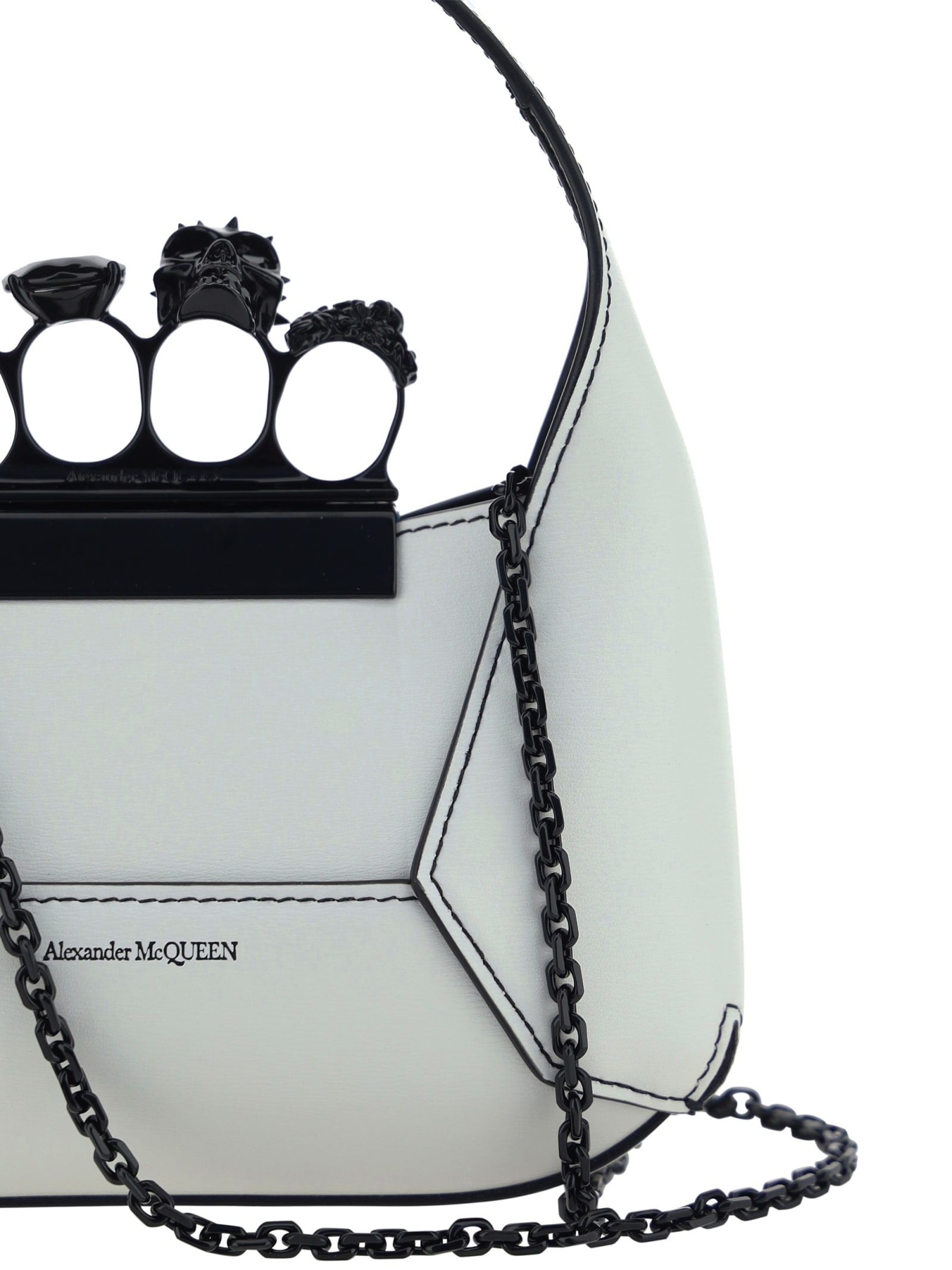 Shop Alexander Mcqueen Mini Jewelled Handbag In Soft Ivory