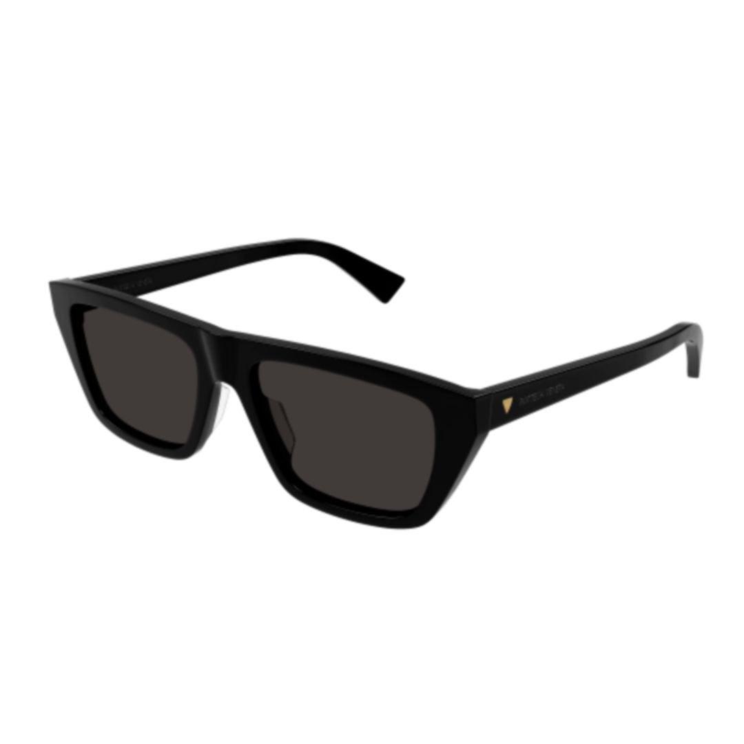 Bottega Veneta Rectangle Frame Sunglasses In 001 Black Black Grey
