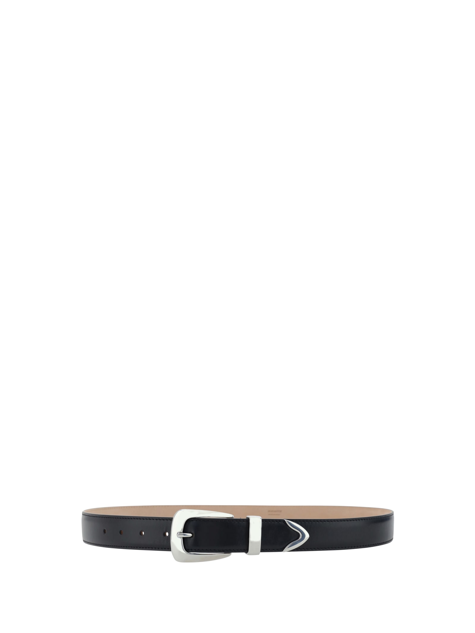 Khaite Black Calf Leather Bos Taurus Regular Belt In Black