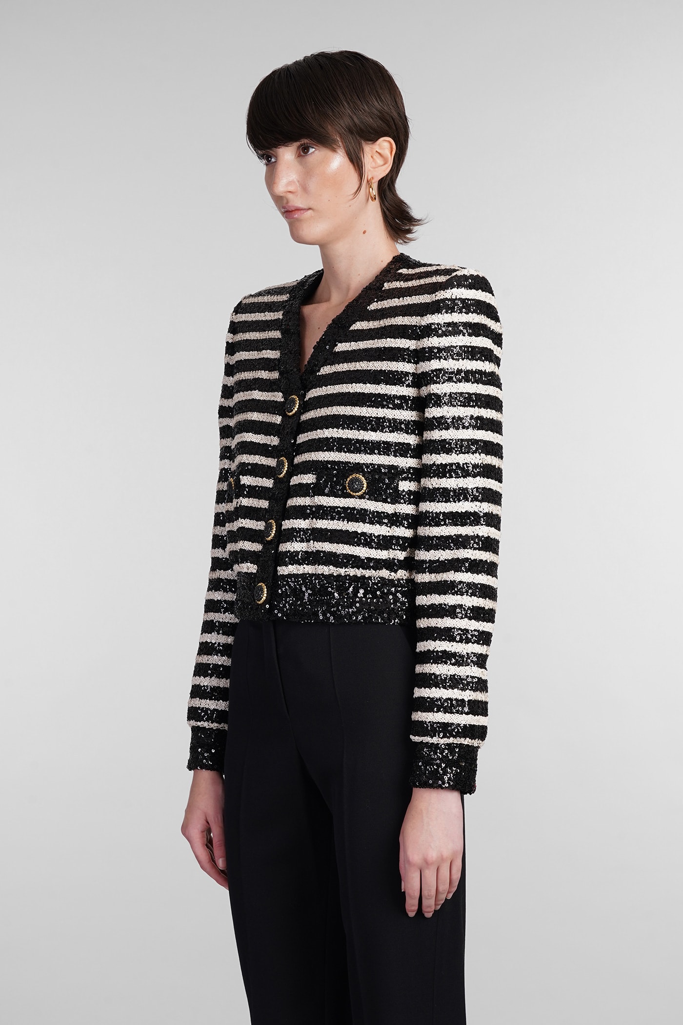 Shop Balmain Cardigan In Black Polyester