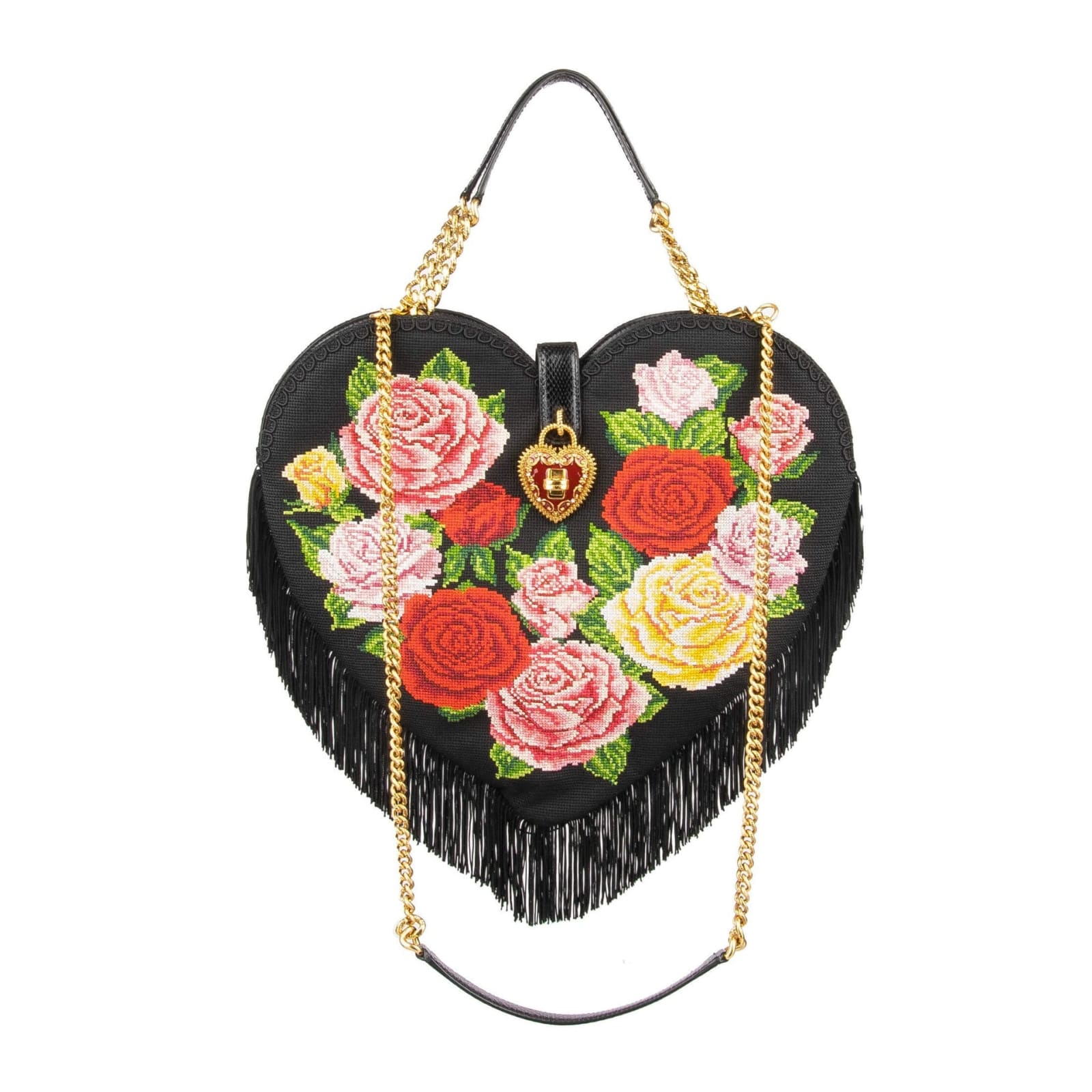 Shop Dolce & Gabbana My Heart Crochet Bag In Black