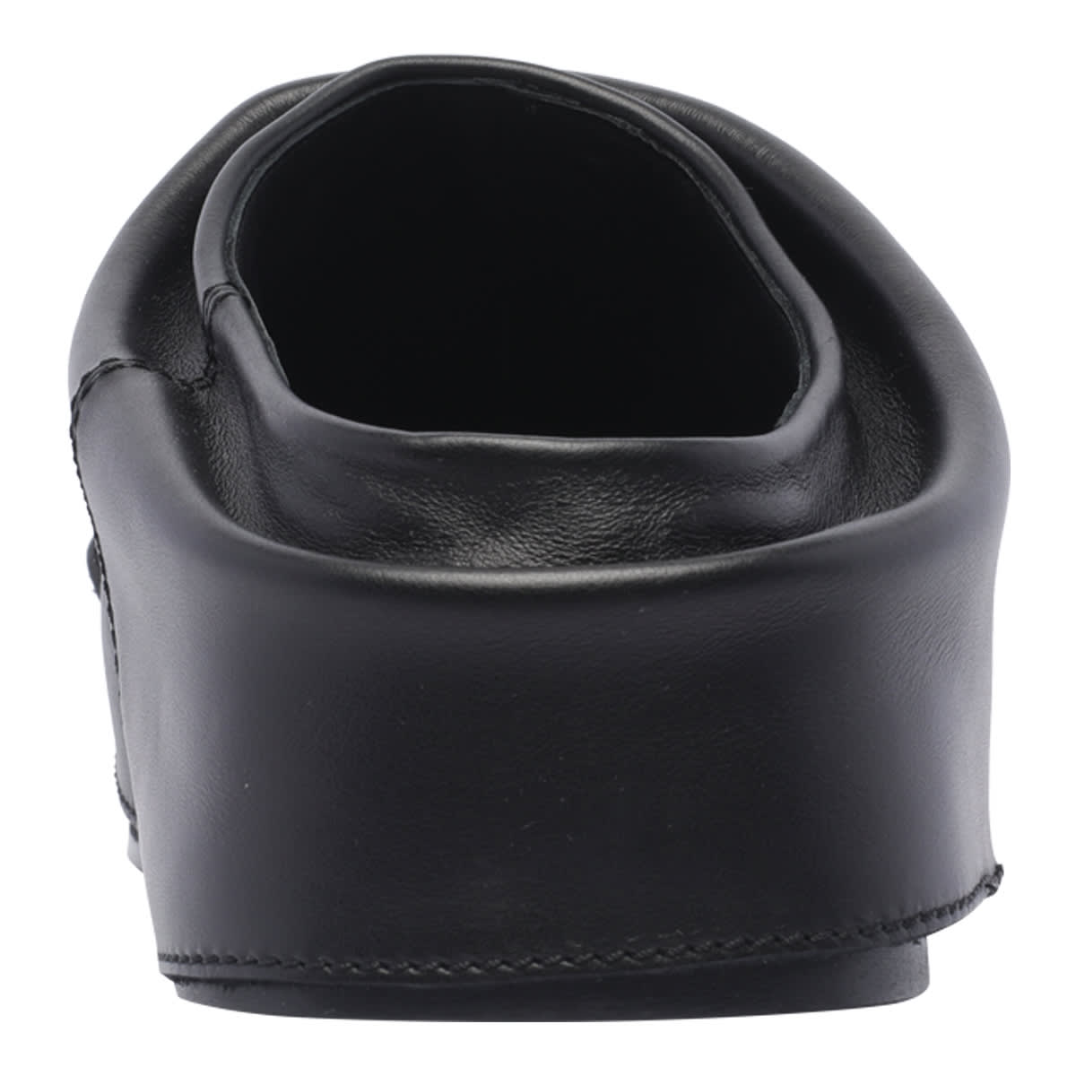 Attico Black Leather Mules In Black