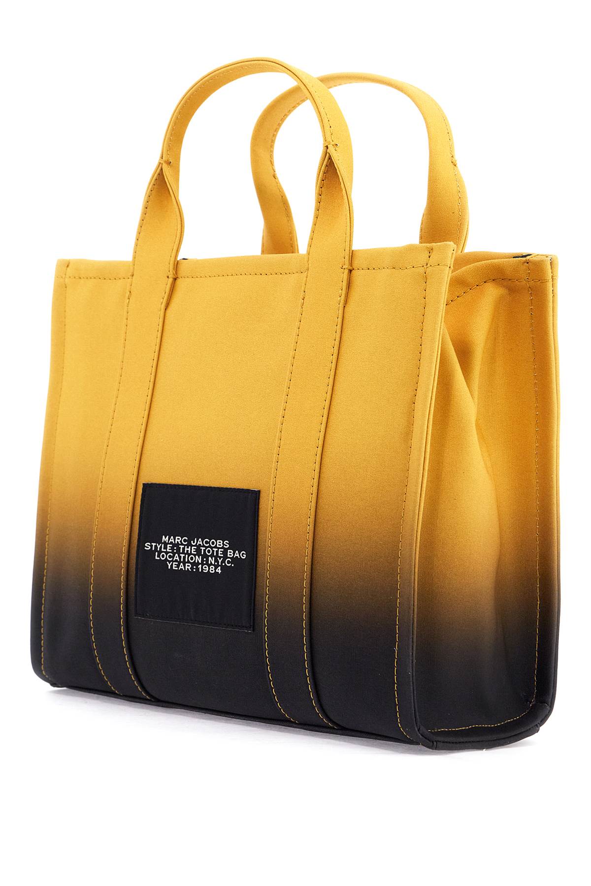 Shop Marc Jacobs The Ombre Canvas Medium Tote Bag In Black/citrine (yellow)