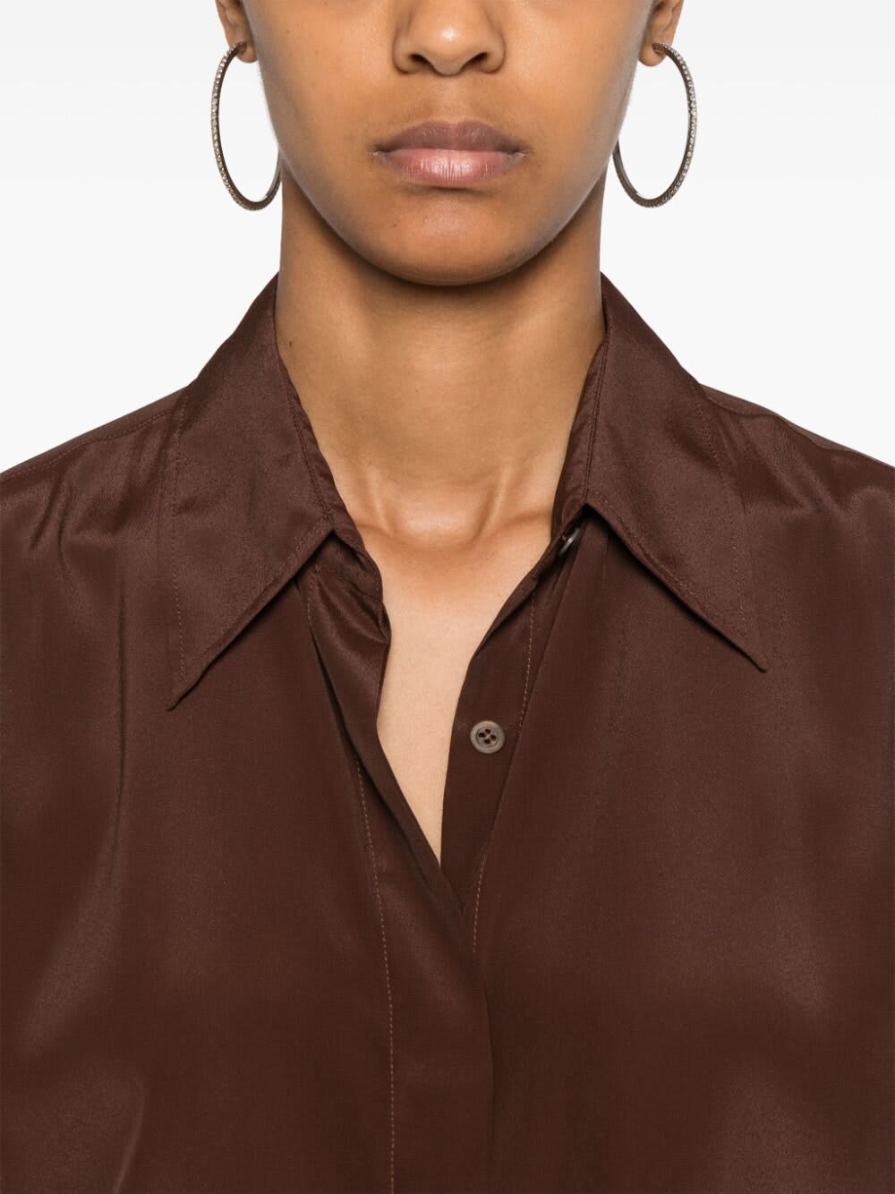 Shop Dries Van Noten Camicia In Crepe In Brown