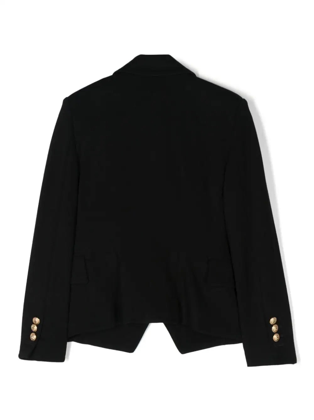 Shop Balmain Black Double-breasted Blazer With Gold Buttons