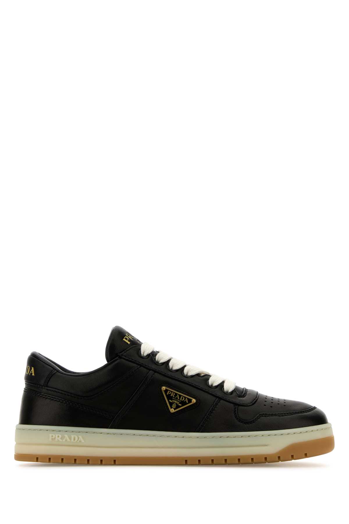 Shop Prada Black Nappa Leather Downtown Sneakers In Nero 1