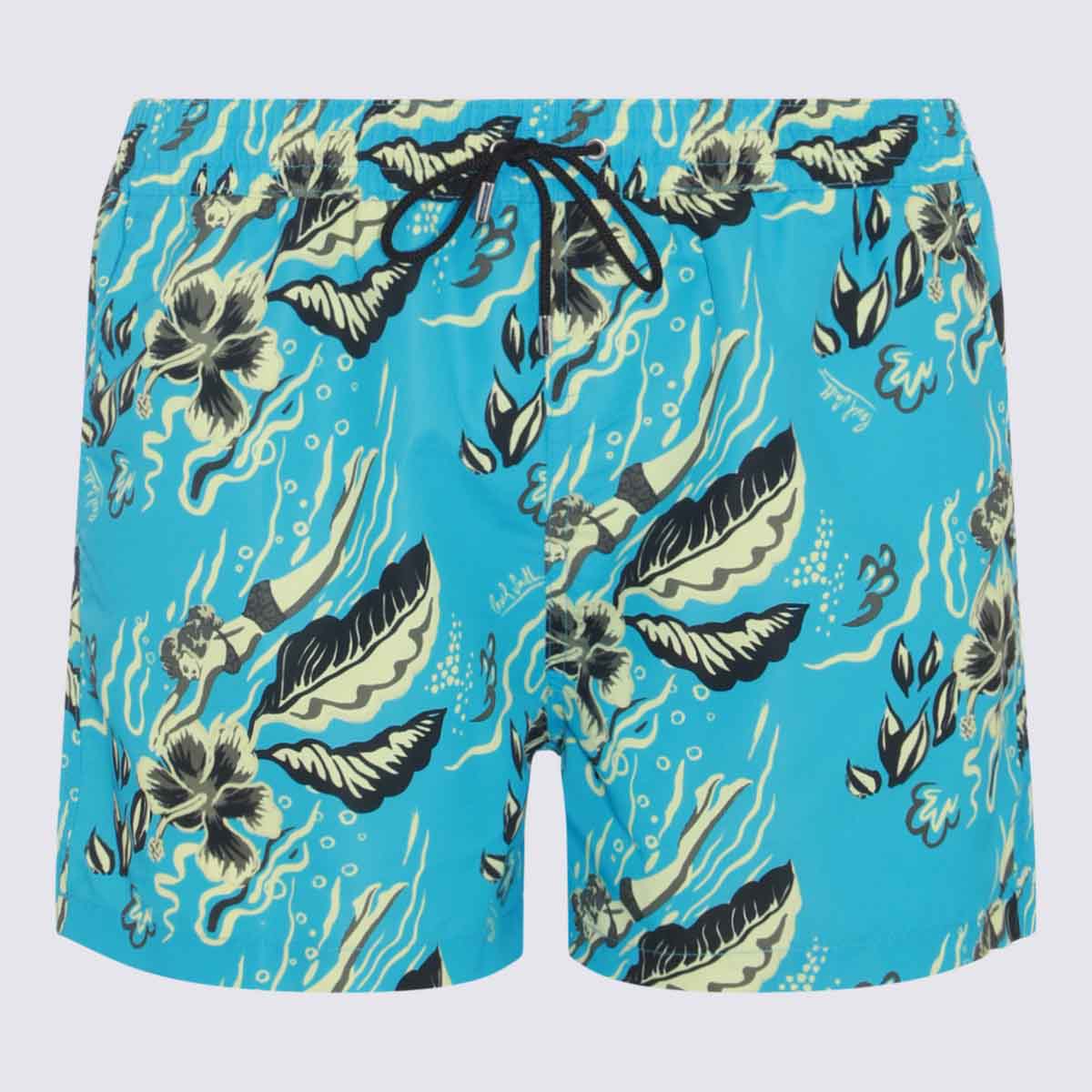 Shop Paul Smith Light Blue Multicolour Swim Shorts
