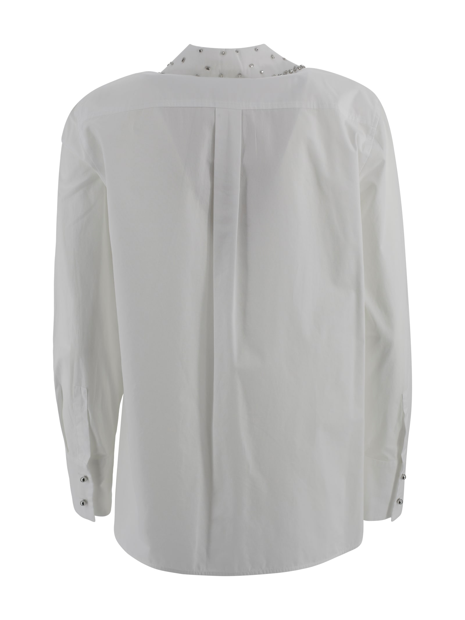 Max Mara Poplin Shirt With Crystals In White