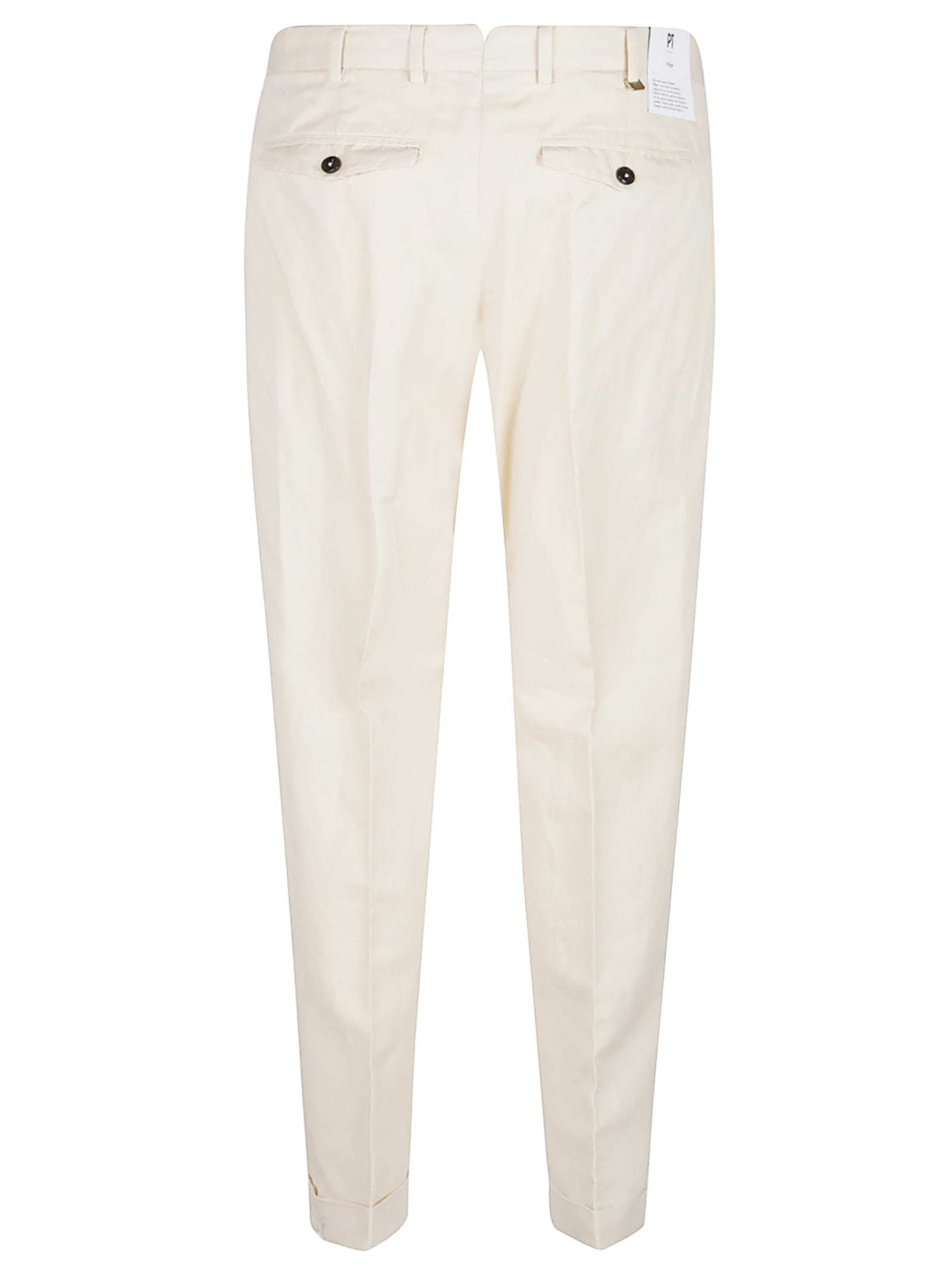Pt Torino White Patns With Pleats And Belt Loops In Cotton Blend Man