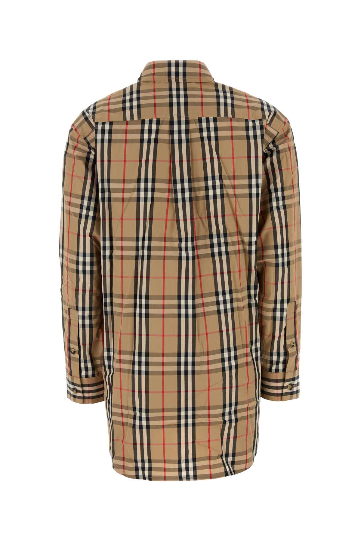 Burberry Embroidered Cotton Shirt With Long Sleeves In Brown