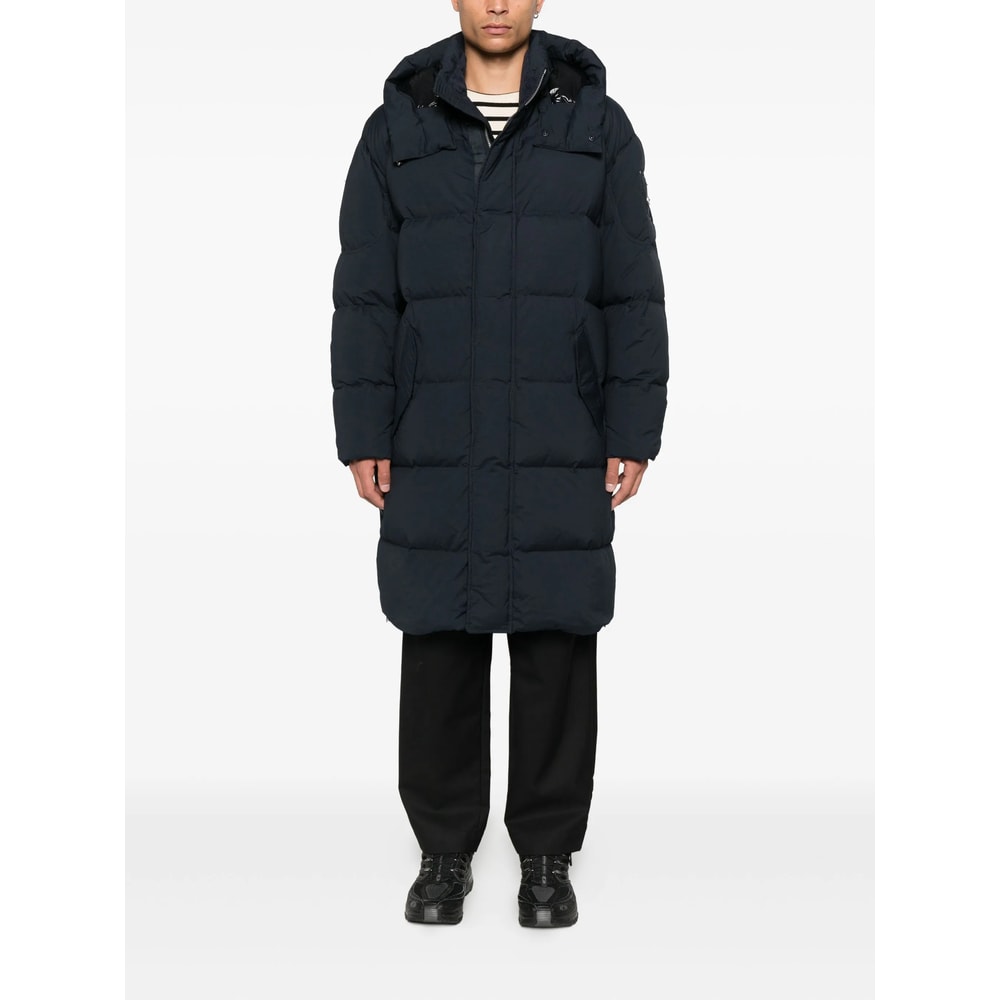 Moose Knuckles Hooded Padded Jacket In Blue