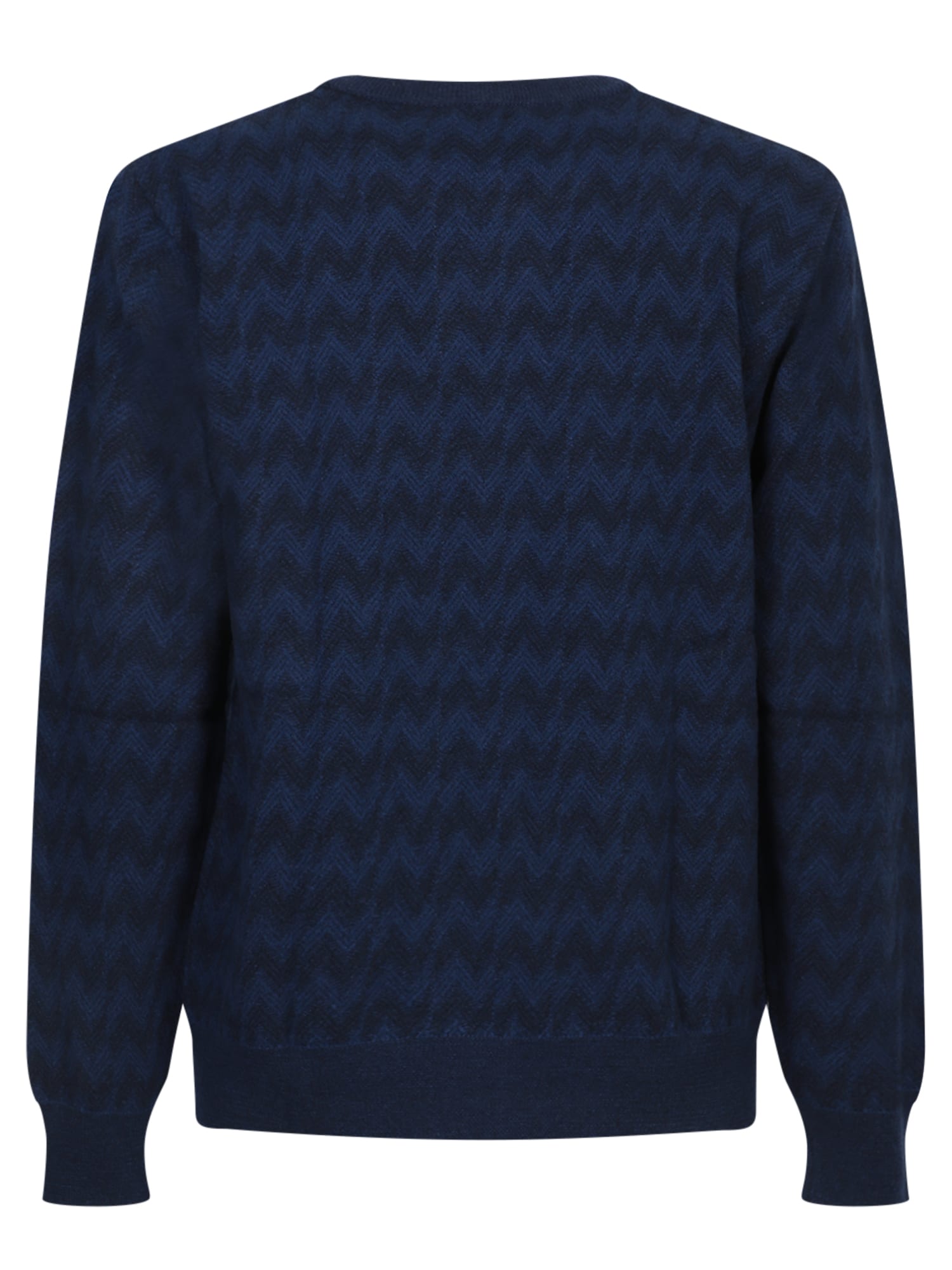 MISSONI BLUE ZIGZAG WOOL AND CASHMERE SWEATER 