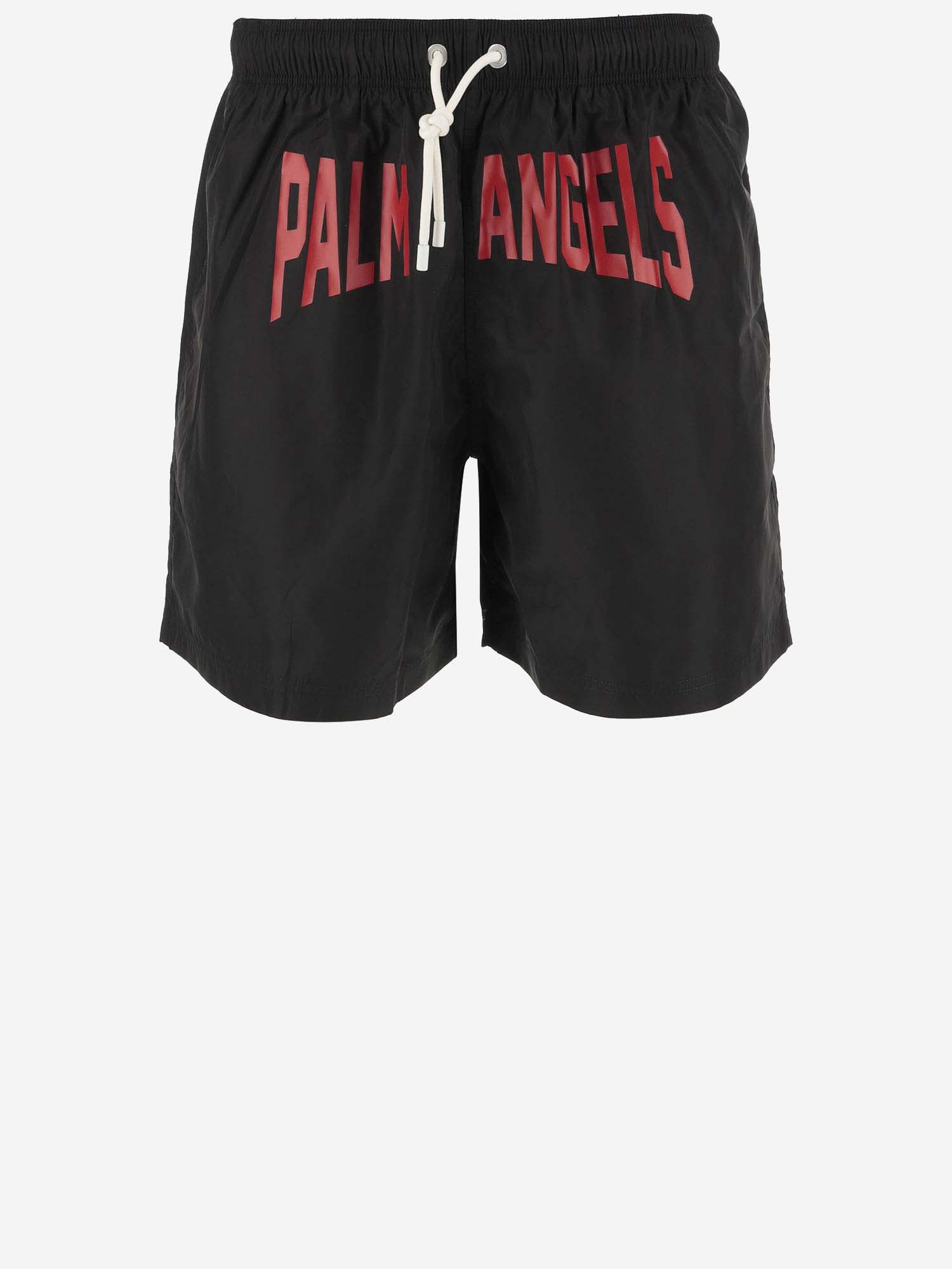 Shop Palm Angels Nylon Swimsuit With Logo In Black